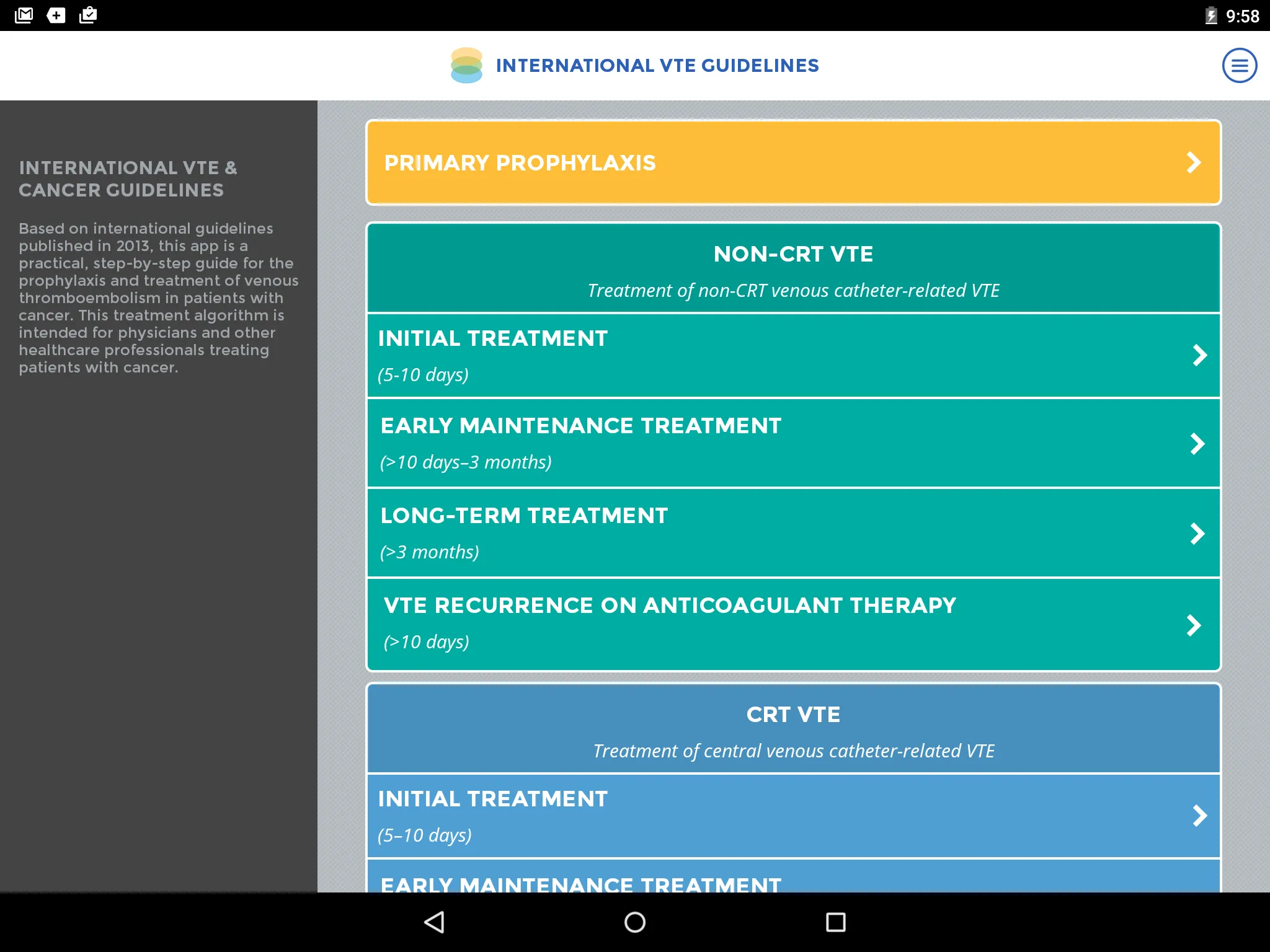 Int. VTE & Cancer Guidelines | Indus Appstore | Screenshot