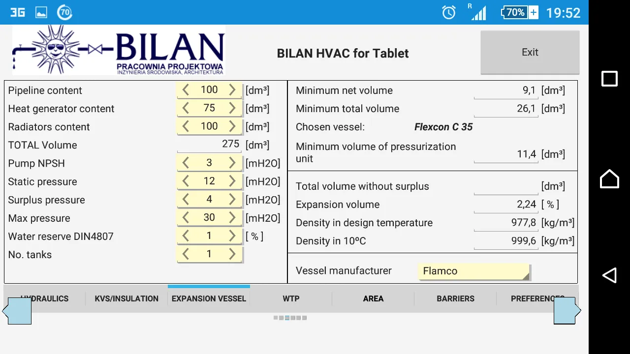 Bilan HVAC Simple for Tablet | Indus Appstore | Screenshot