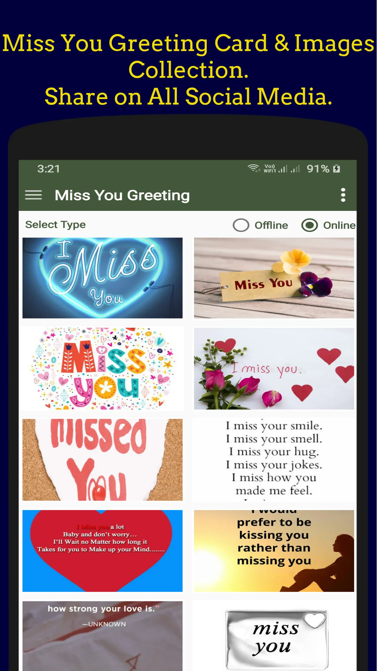 Miss You Greeting Collection. | Indus Appstore | Screenshot