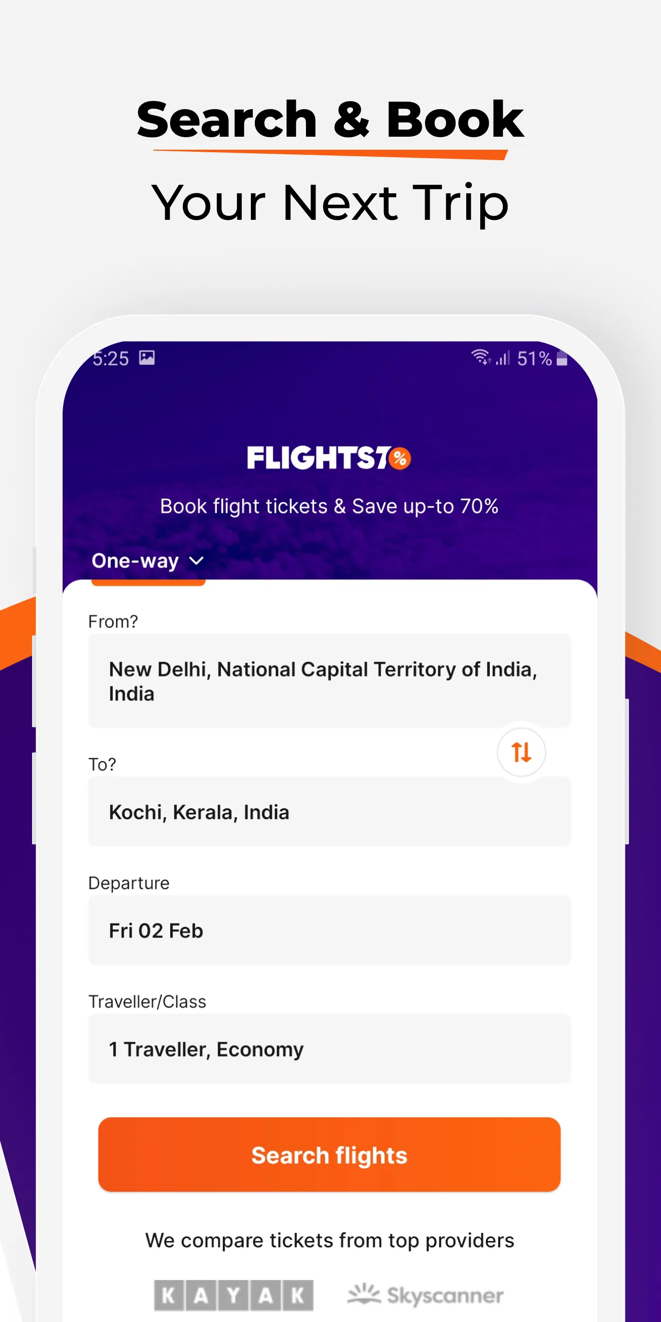 Cheap Flight Tickets・Flights70 | Indus Appstore | Screenshot