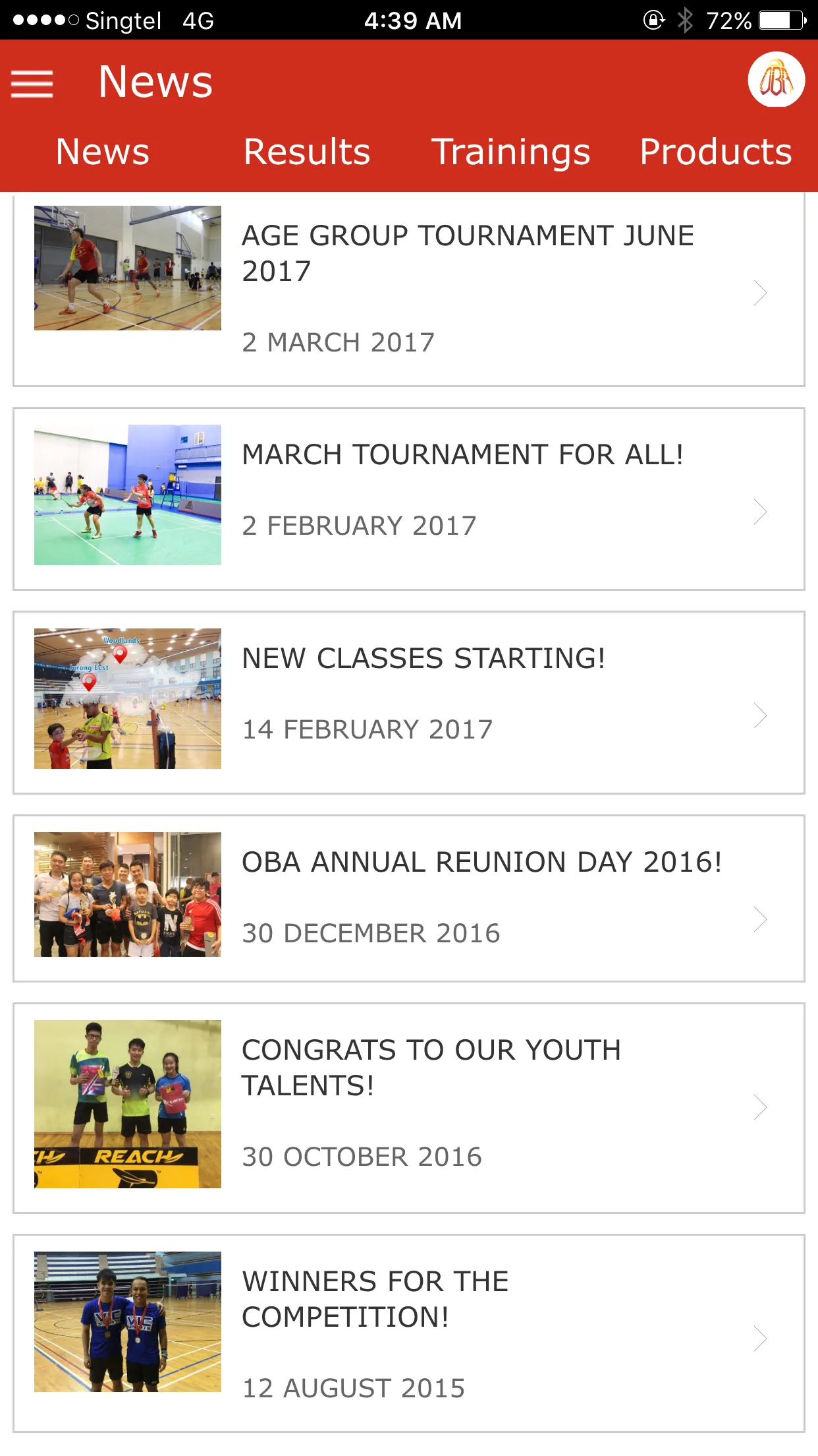 OBA Badminton App | Indus Appstore | Screenshot