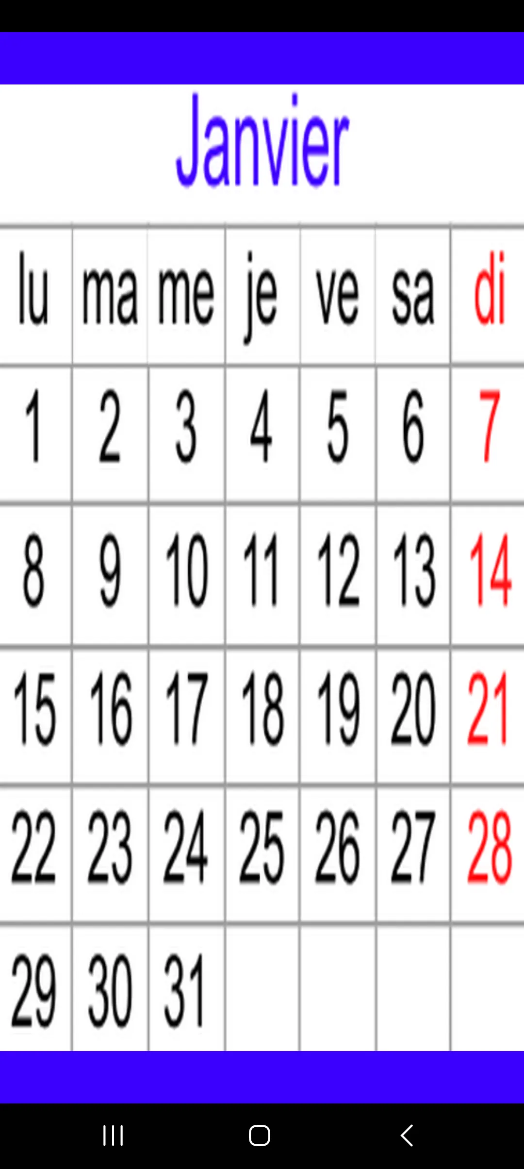 Calendrier francais 2024 | Indus Appstore | Screenshot