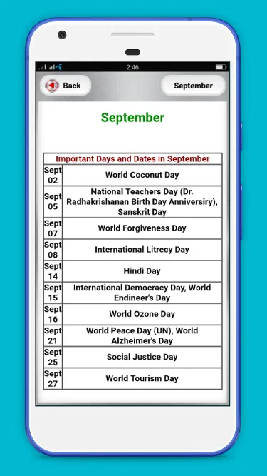 Important dates and days | Indus Appstore | Screenshot