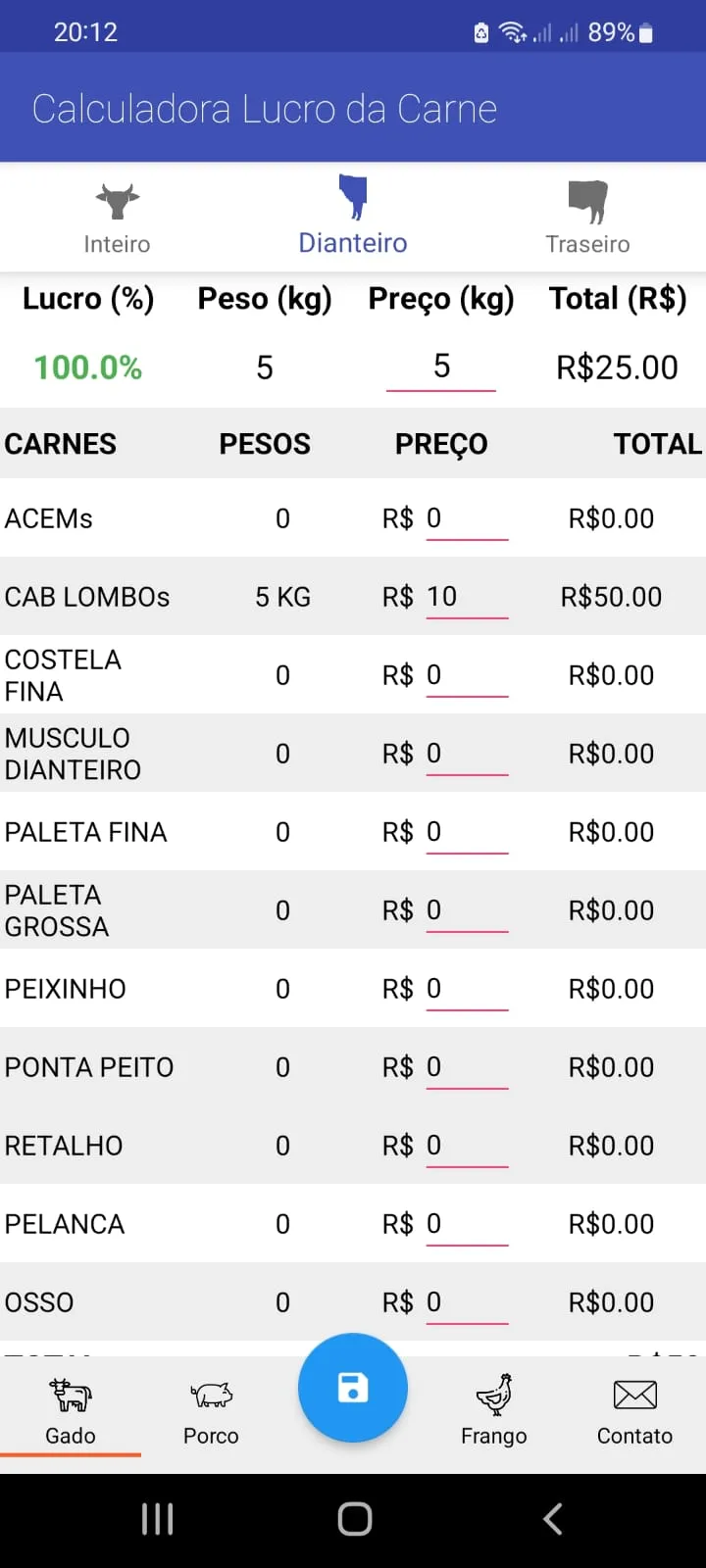 Calculadora Lucro da Carne | Indus Appstore | Screenshot