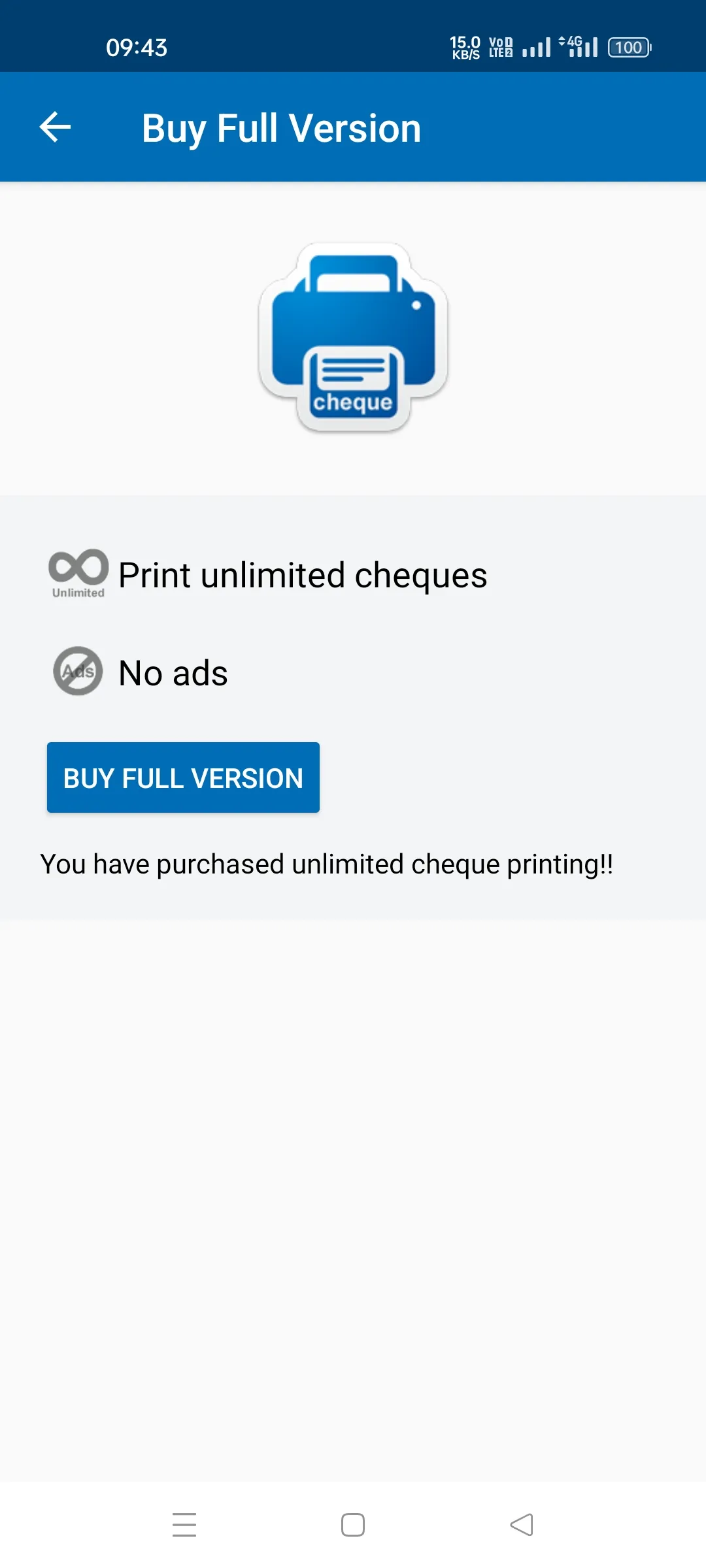 Cheque Printing | Indus Appstore | Screenshot