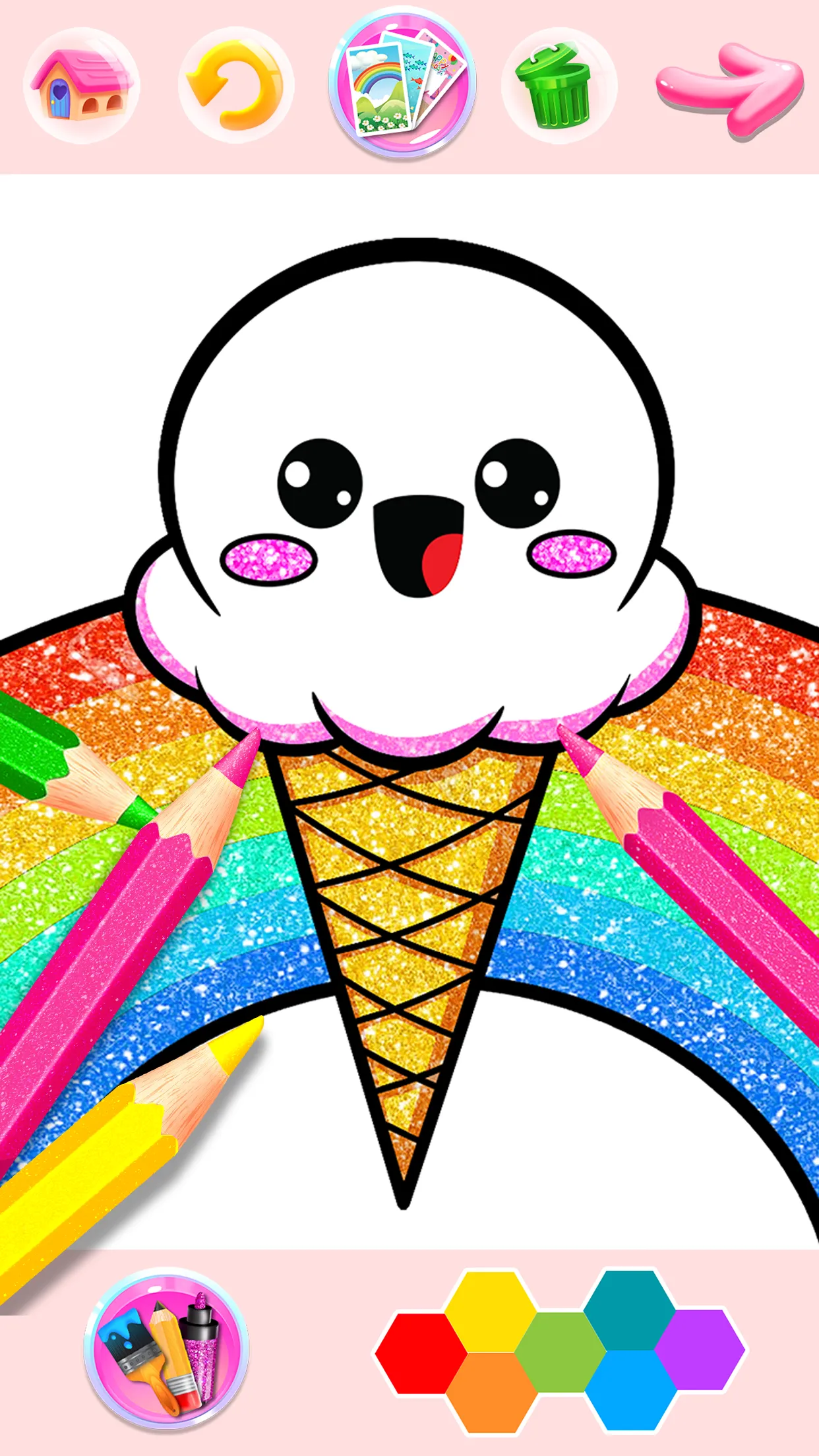 Rainbow Glitter Coloring Book | Indus Appstore | Screenshot