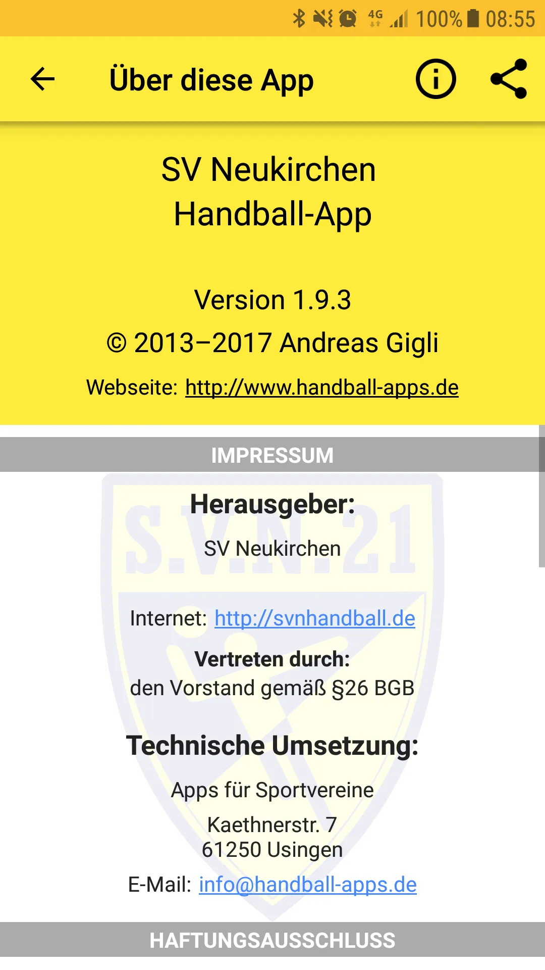 SV Neukirchen Handball | Indus Appstore | Screenshot