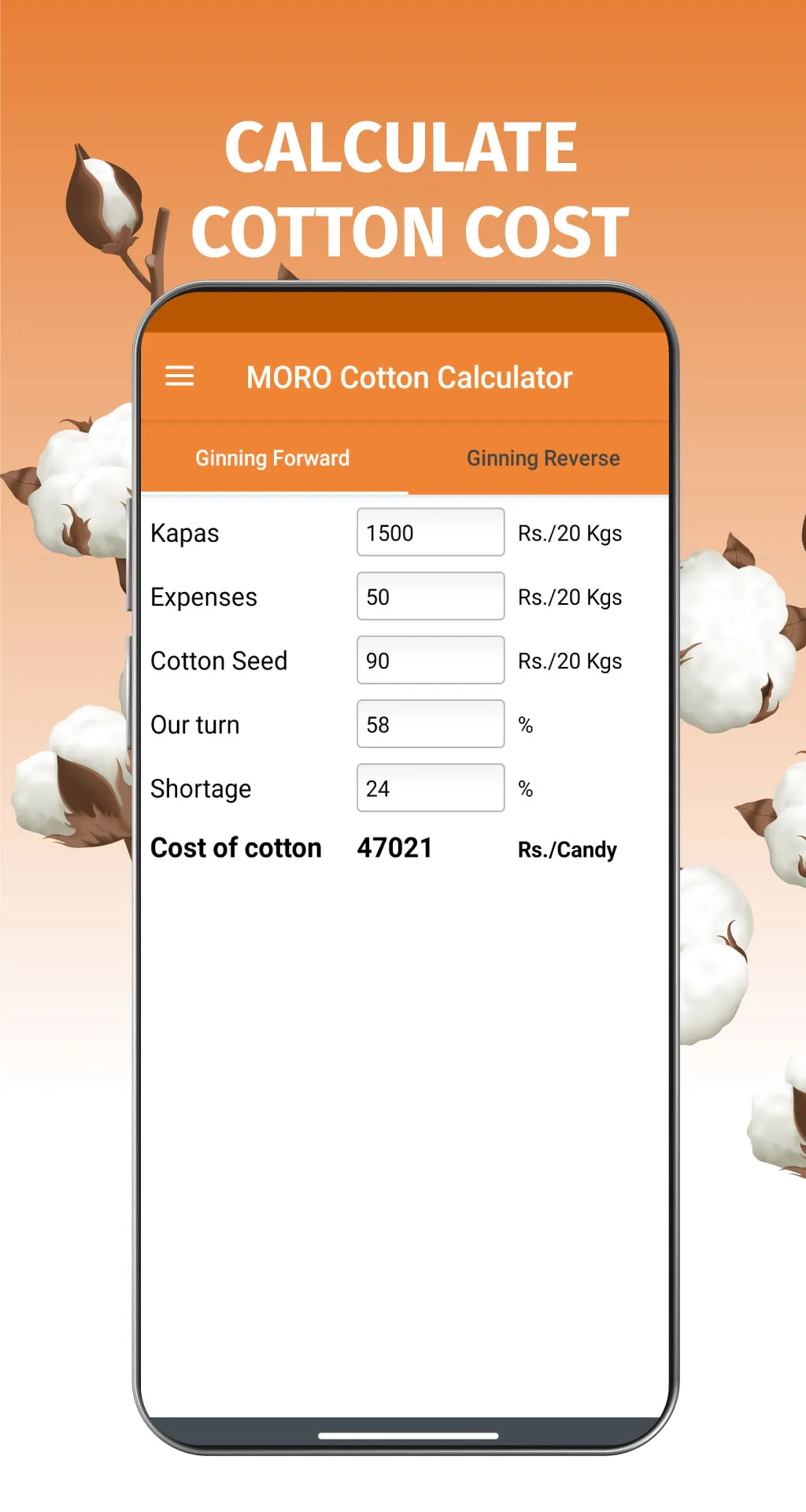 MORO Cotton Calculator | Indus Appstore | Screenshot