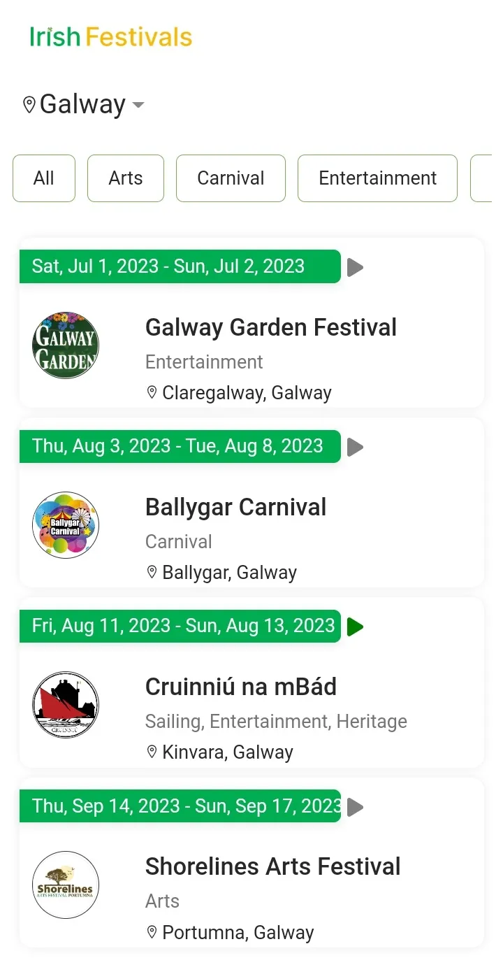 Irish Festivals | Indus Appstore | Screenshot