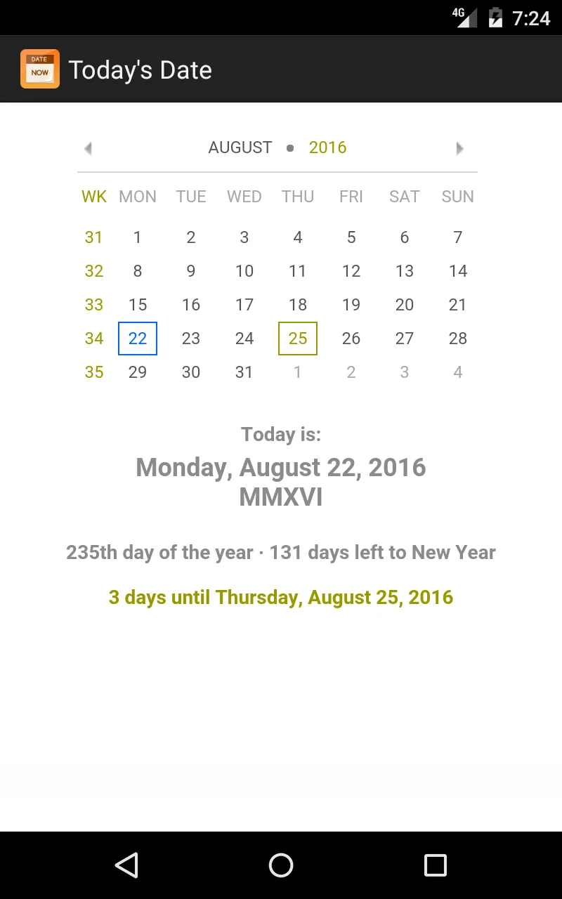 Today's Date | Indus Appstore | Screenshot