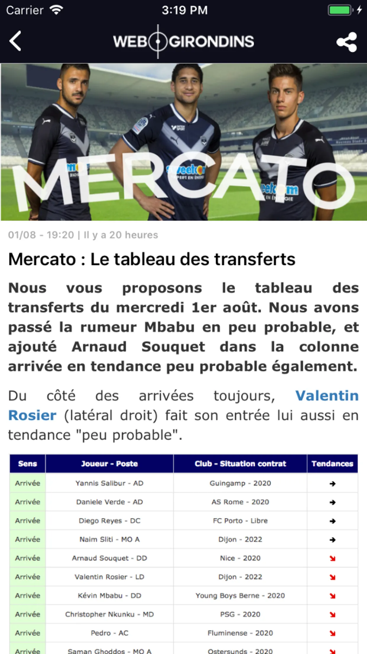 WebGirondins.com | Indus Appstore | Screenshot