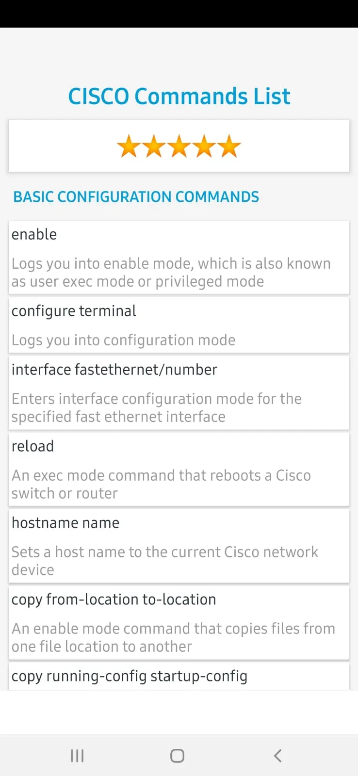 Cisco Commands List | Indus Appstore | Screenshot