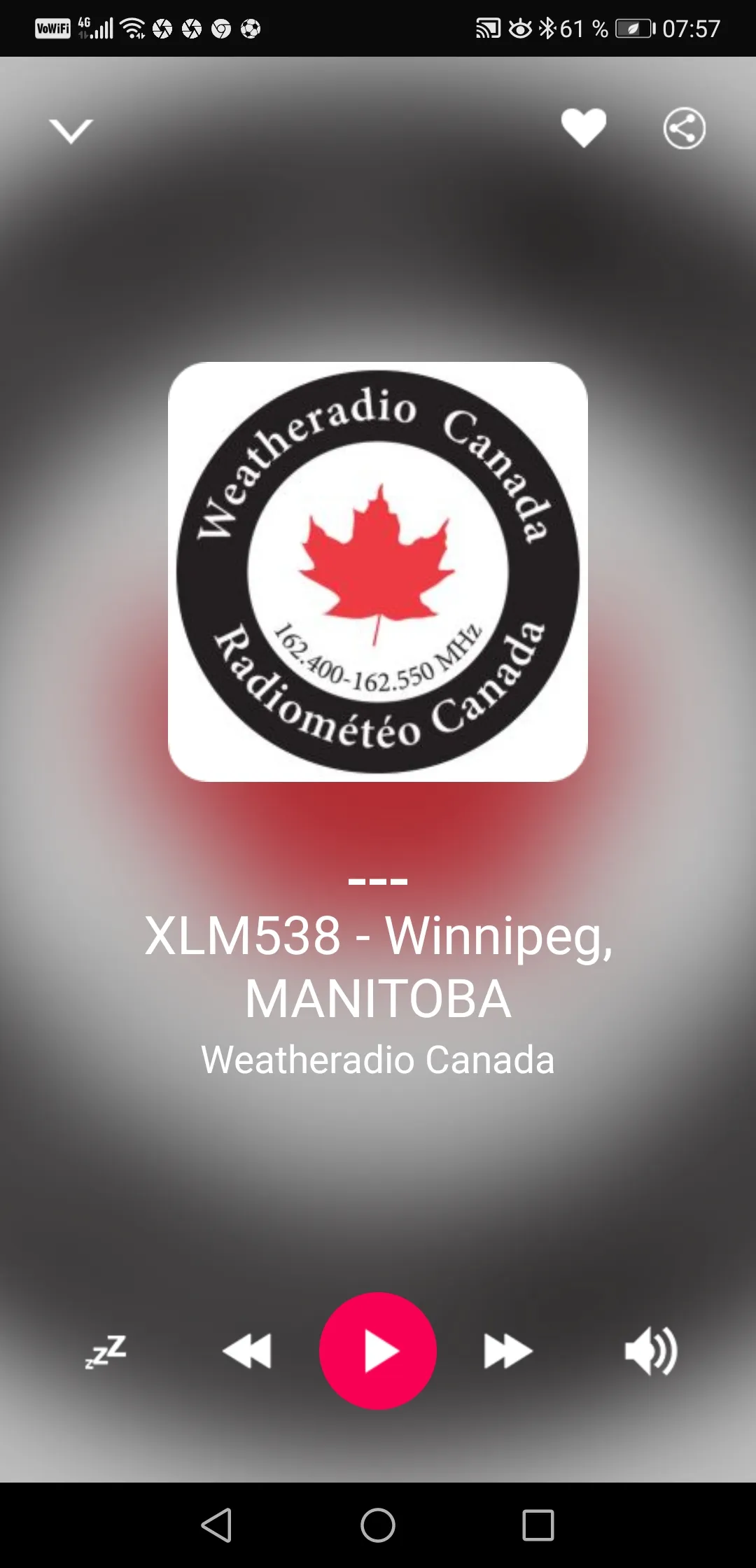 Weatheradio Canada Broadcasts | Indus Appstore | Screenshot