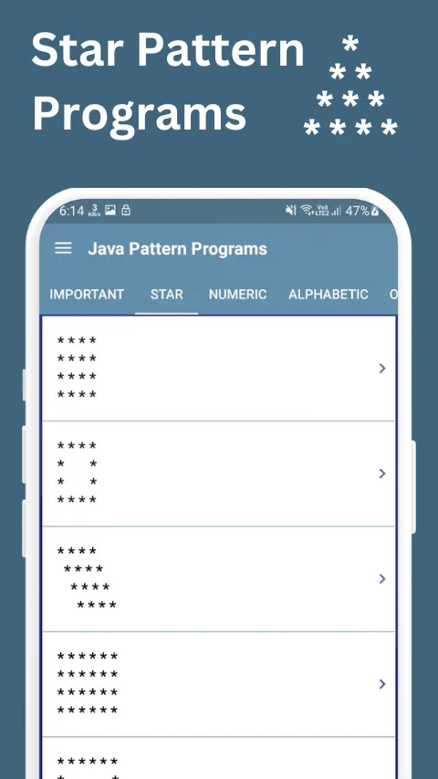 Java Pattern Programs | Indus Appstore | Screenshot