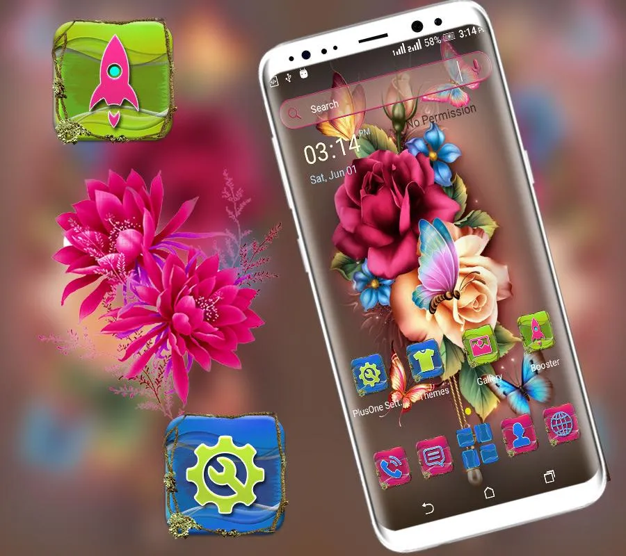 Rose Butterfly Launcher Theme | Indus Appstore | Screenshot