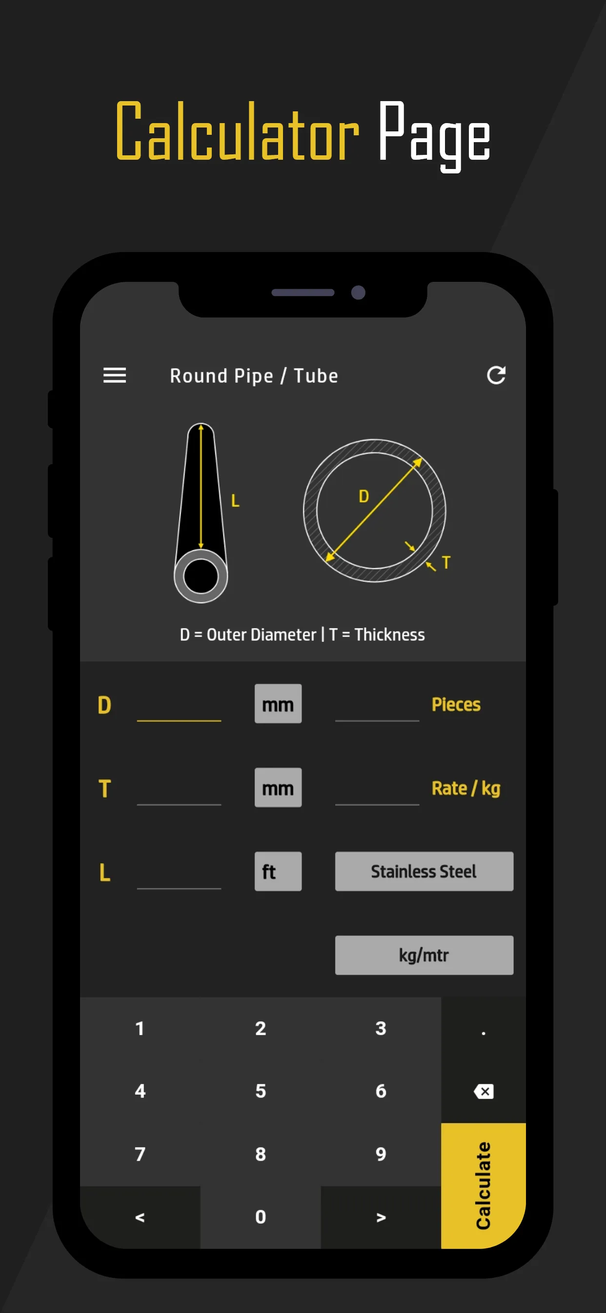 Metal Weight Calculator | Indus Appstore | Screenshot