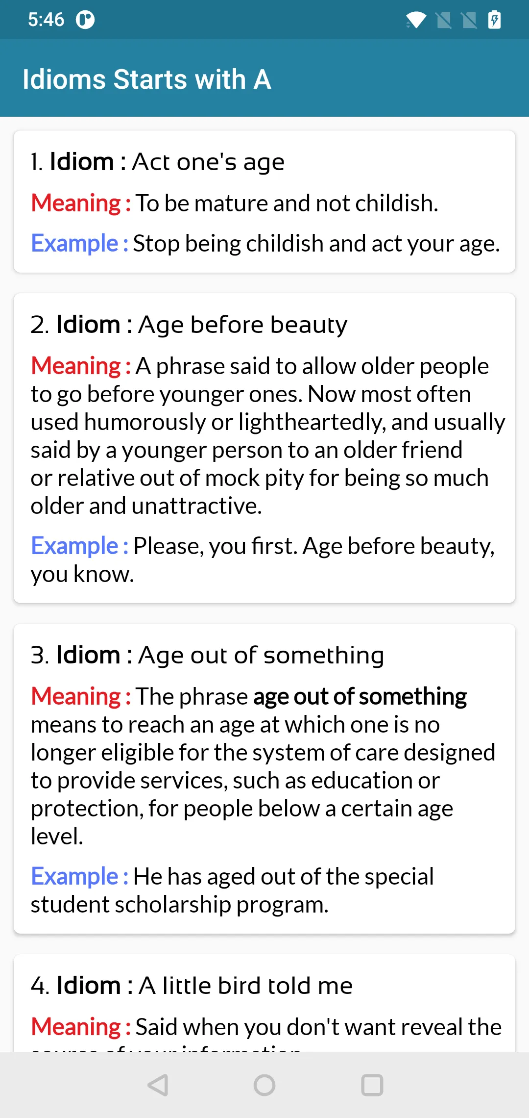 Idioms, Phrases & Expressions | Indus Appstore | Screenshot