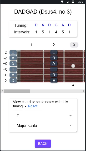 Guitar Open Tuning Reference | Indus Appstore | Screenshot