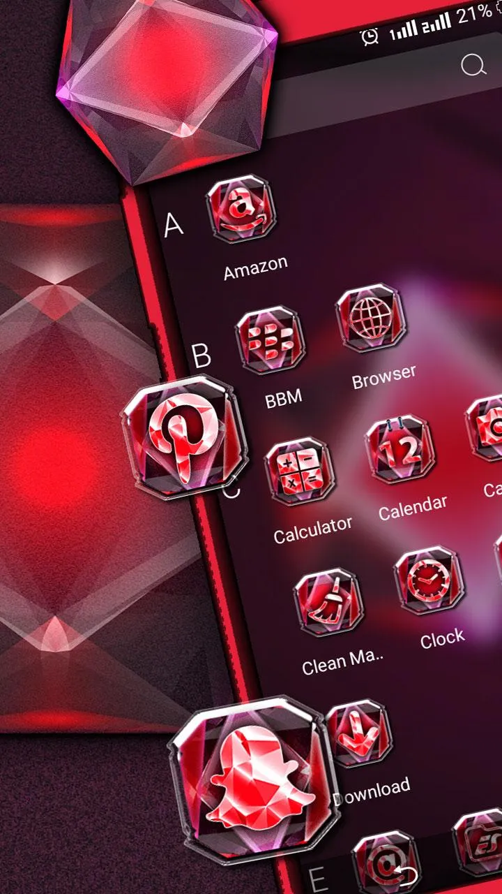 Red Diamond Launcher Theme | Indus Appstore | Screenshot