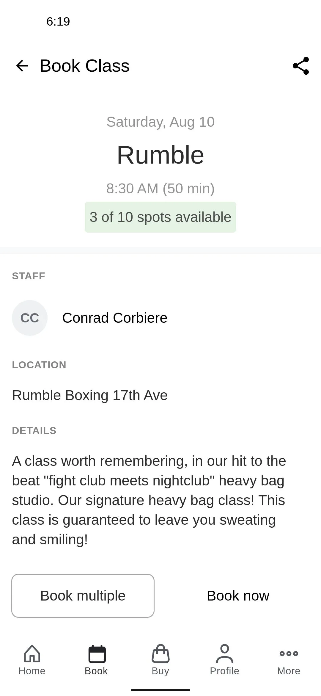 Rumble Boxing Studio Inc. | Indus Appstore | Screenshot