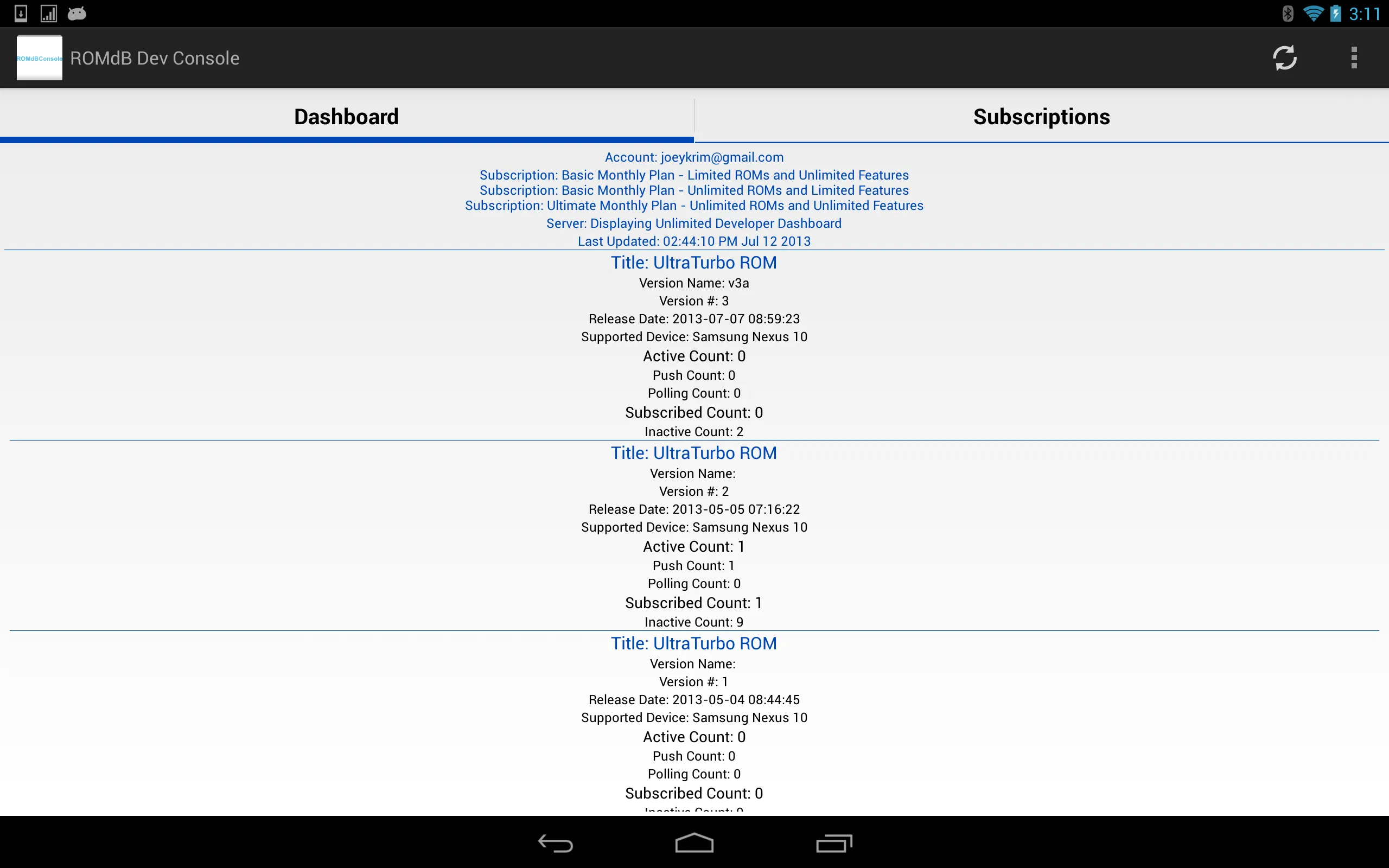 ROMDashboard Developer Console | Indus Appstore | Screenshot