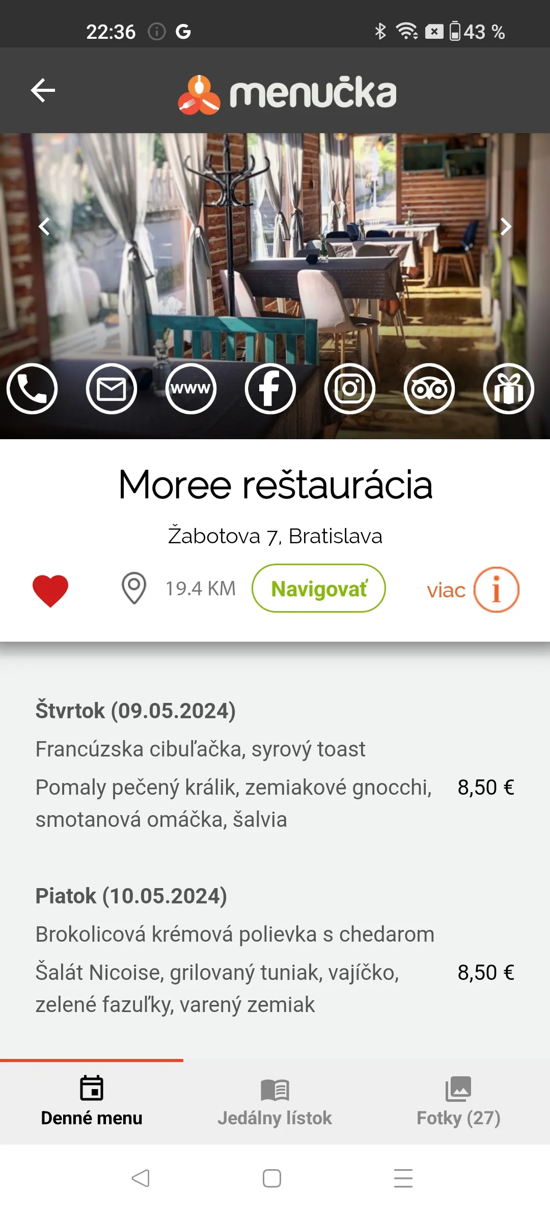 Menucka.sk | Indus Appstore | Screenshot