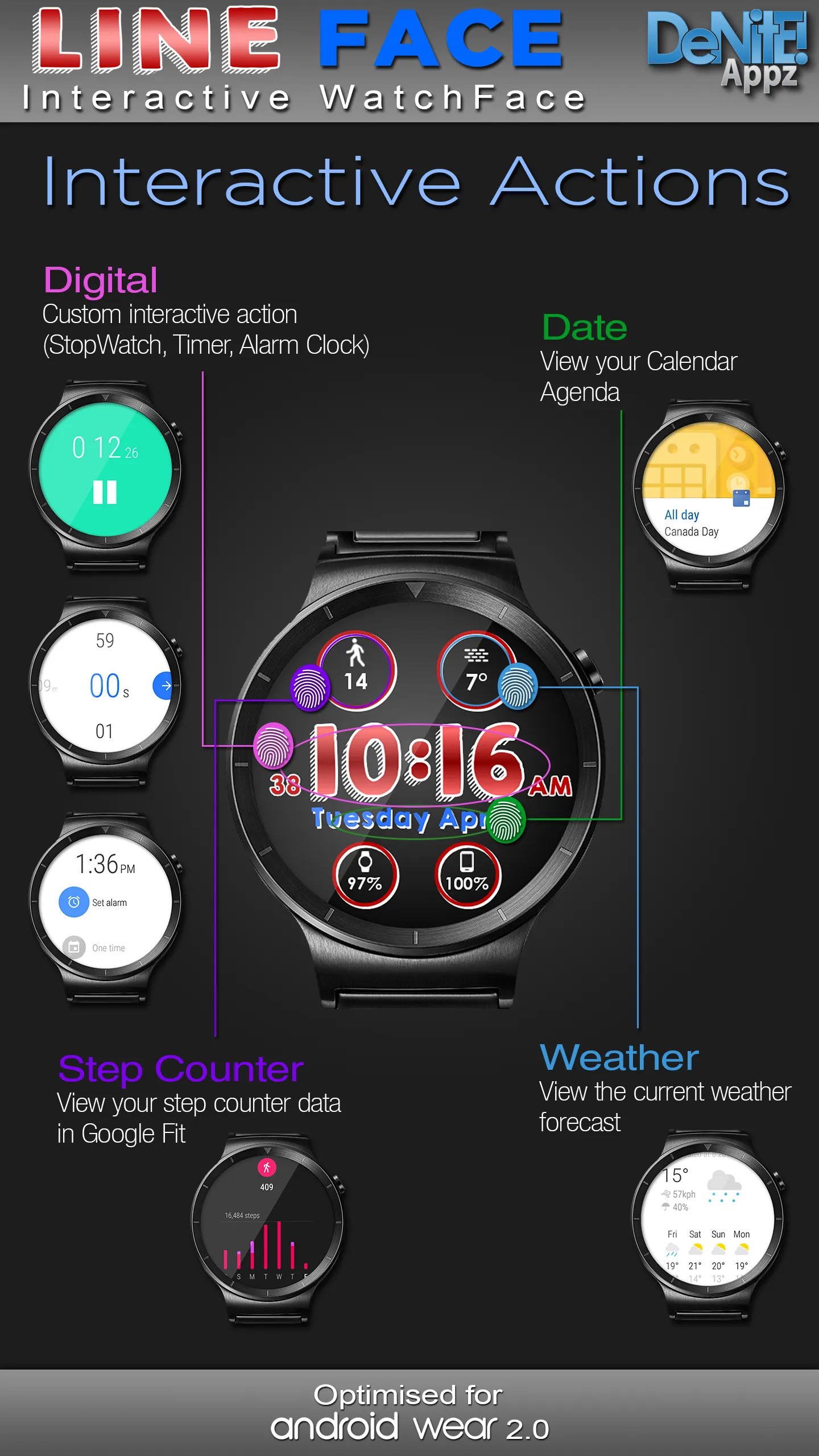 Line Face HD Watch Face | Indus Appstore | Screenshot