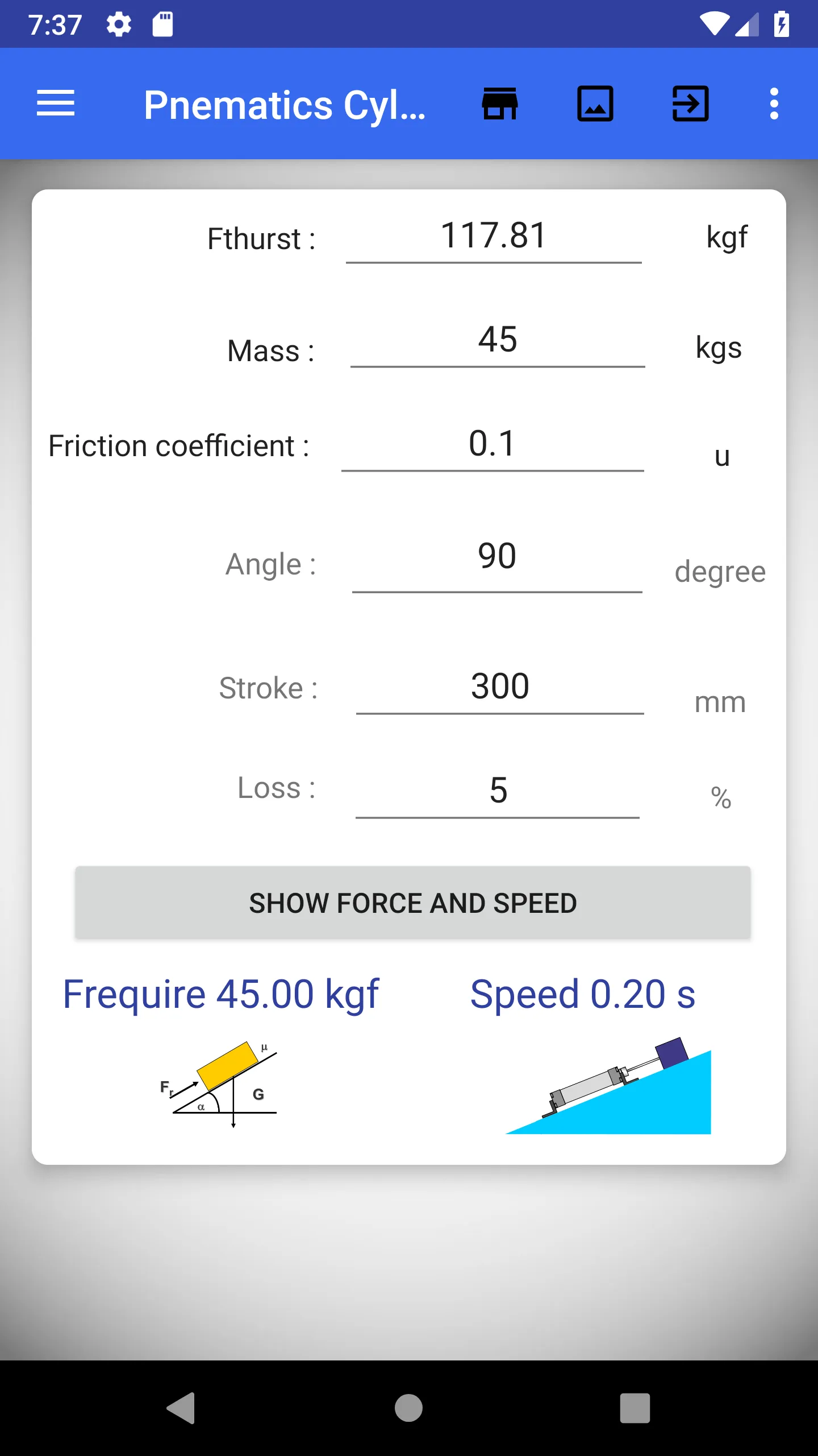 Pneumatic Cylinder Calculator | Indus Appstore | Screenshot