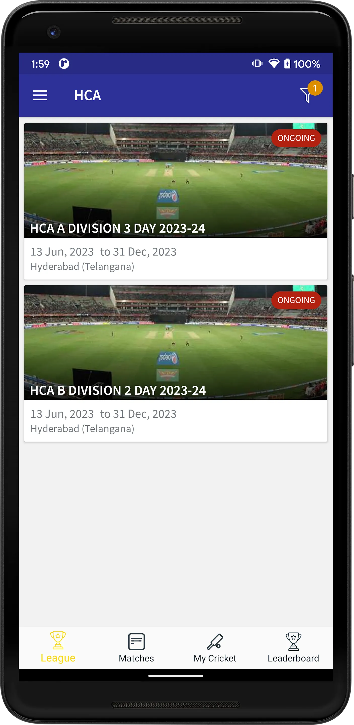 Hyderabad Cricket Association | Indus Appstore | Screenshot