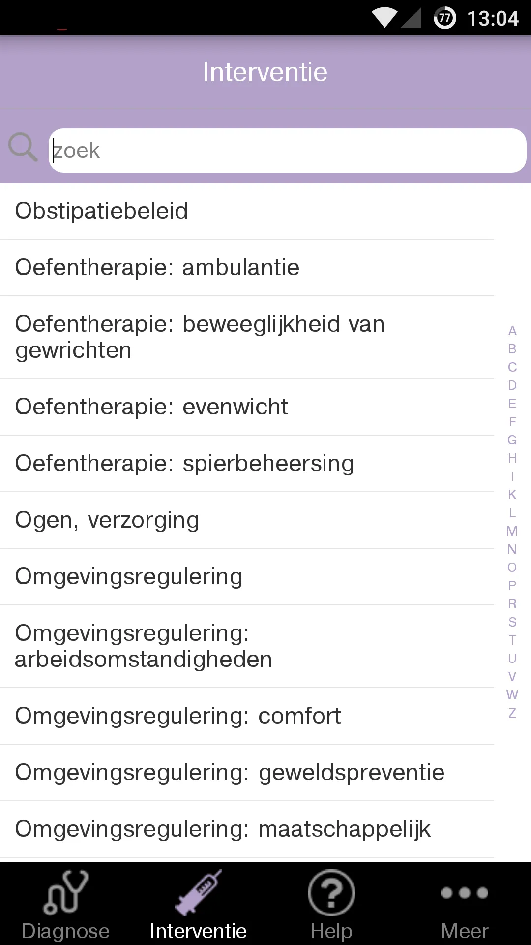 Verpleegkundige interventies A | Indus Appstore | Screenshot