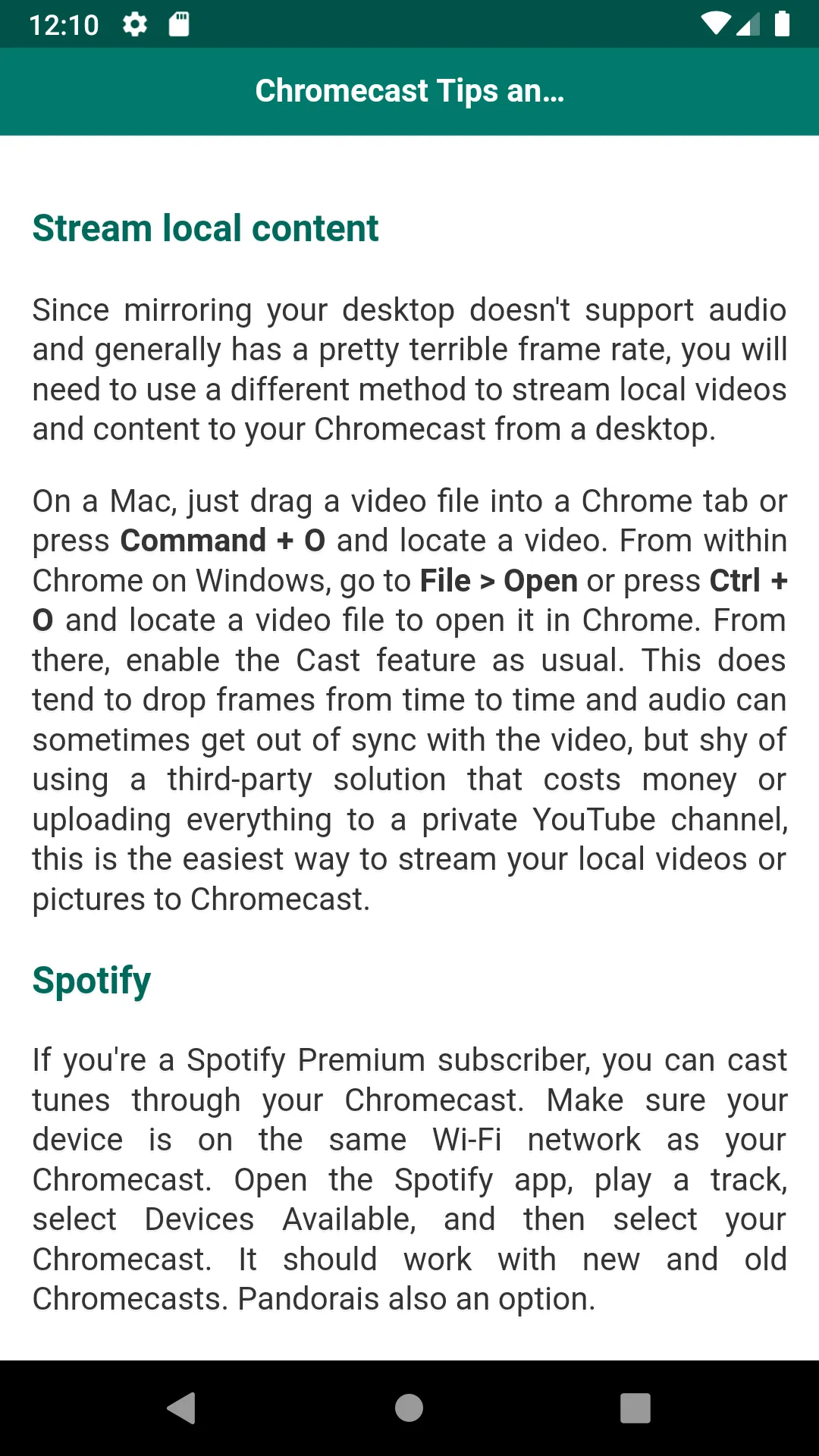 User guide for Chromecast | Indus Appstore | Screenshot