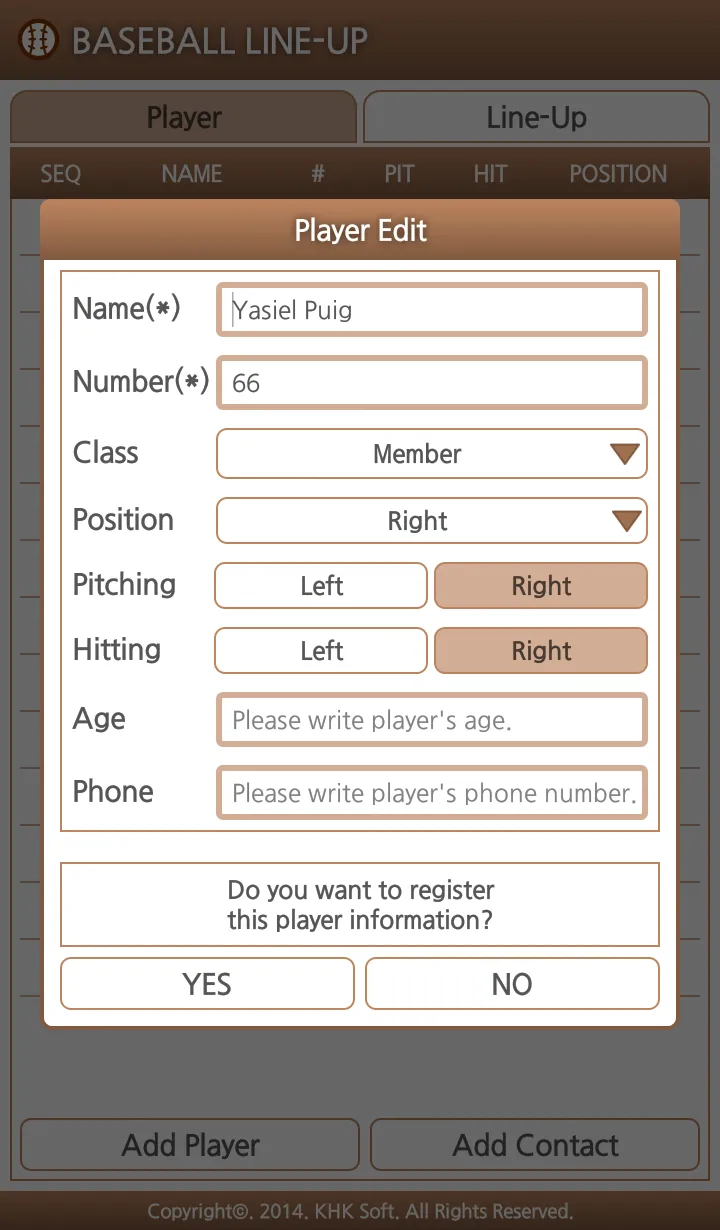 Baseball Line-Up (Manager) | Indus Appstore | Screenshot