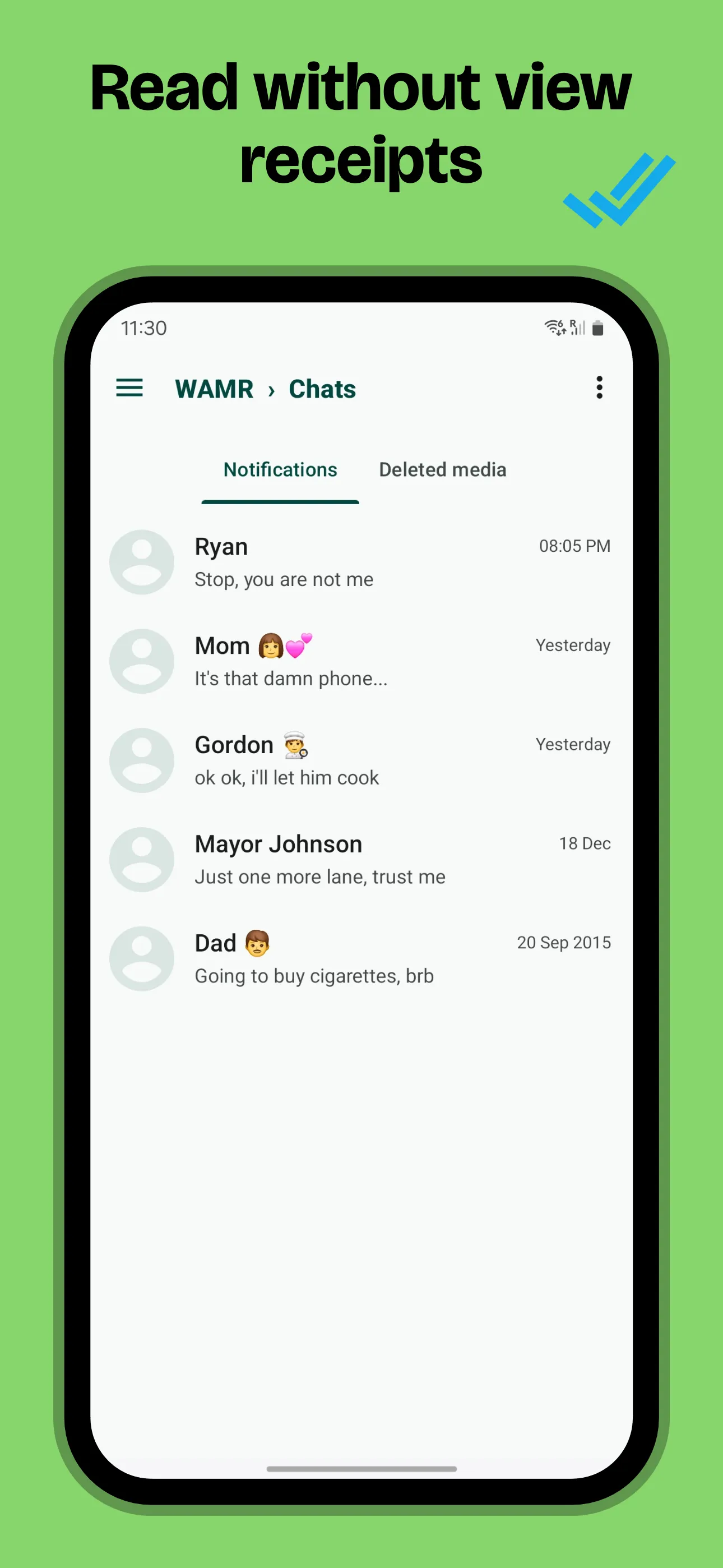 WAMR: Reveal deleted messages! | Indus Appstore | Screenshot