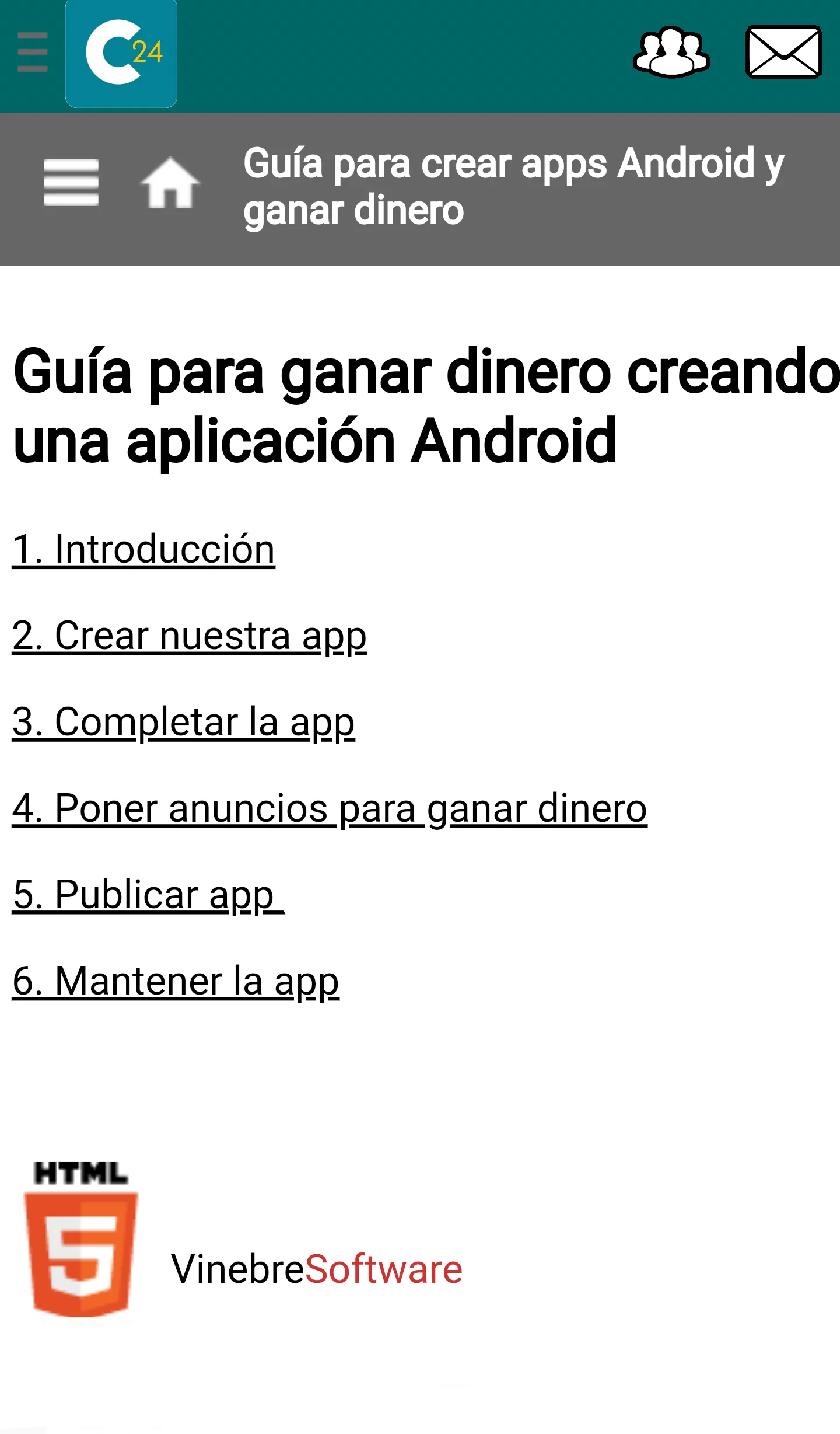 Guía App24: Crear App | Indus Appstore | Screenshot