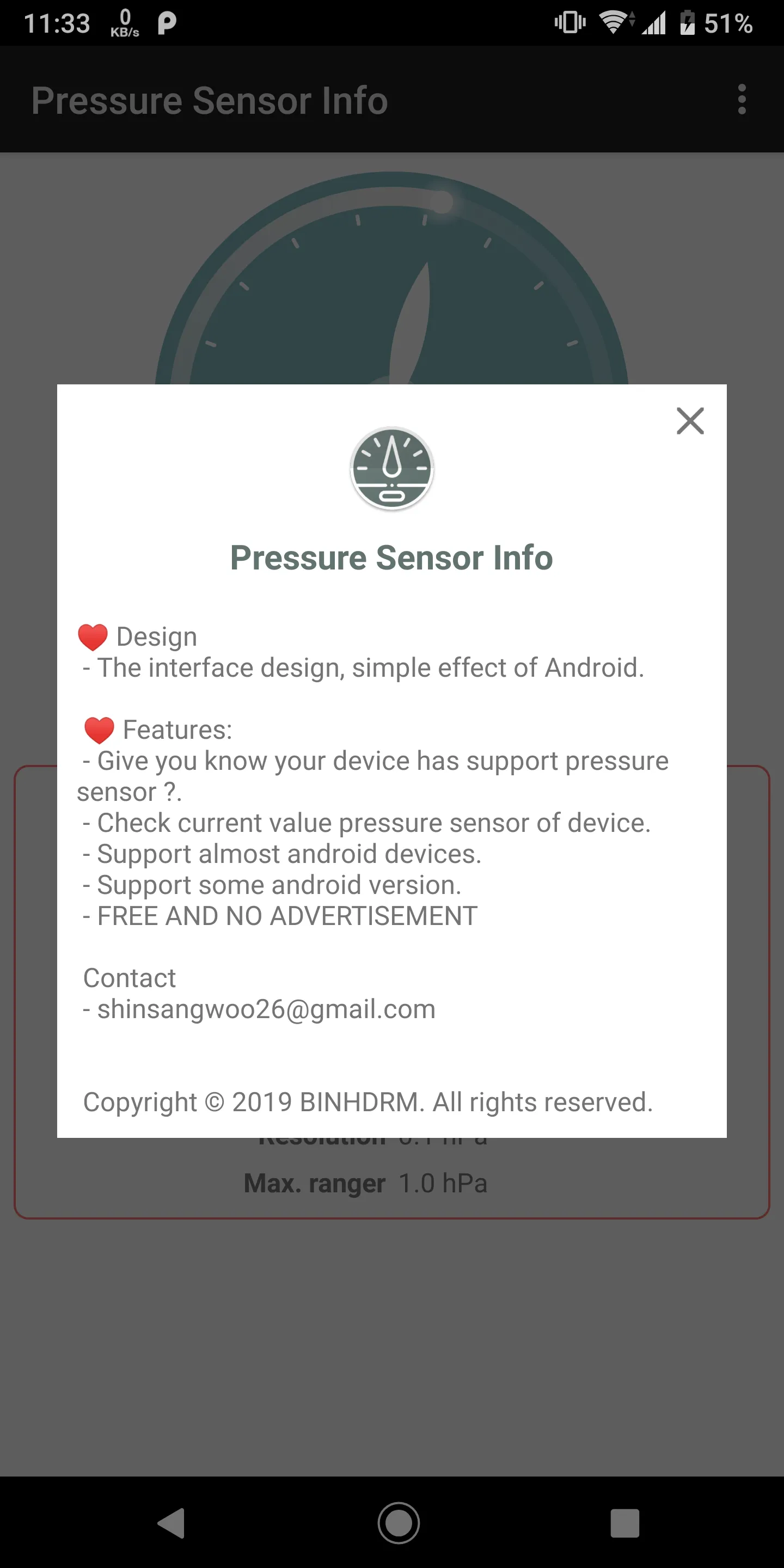 Pressure Sensor Info | Indus Appstore | Screenshot