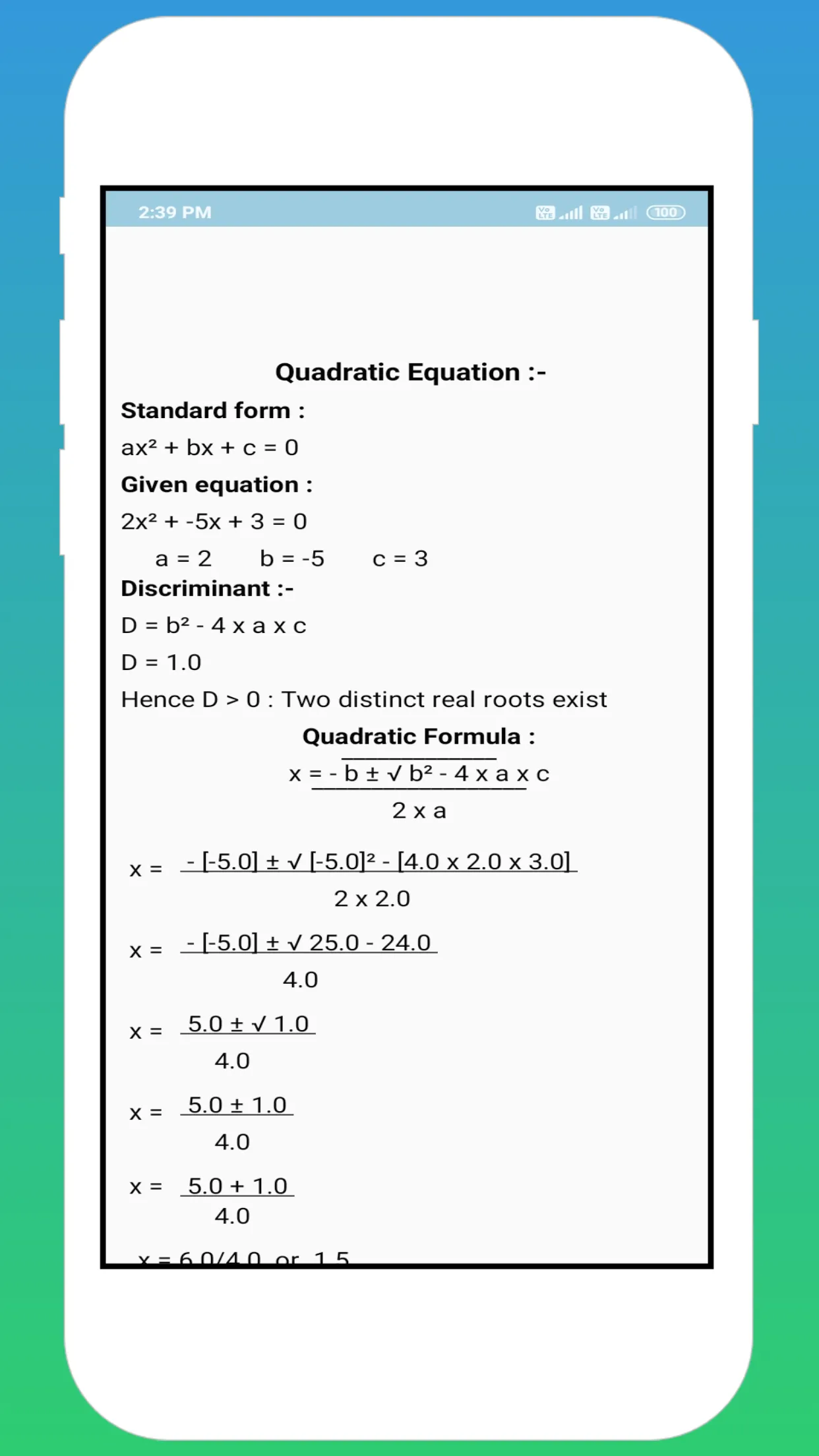 Quadratic Equation Roots Solve | Indus Appstore | Screenshot