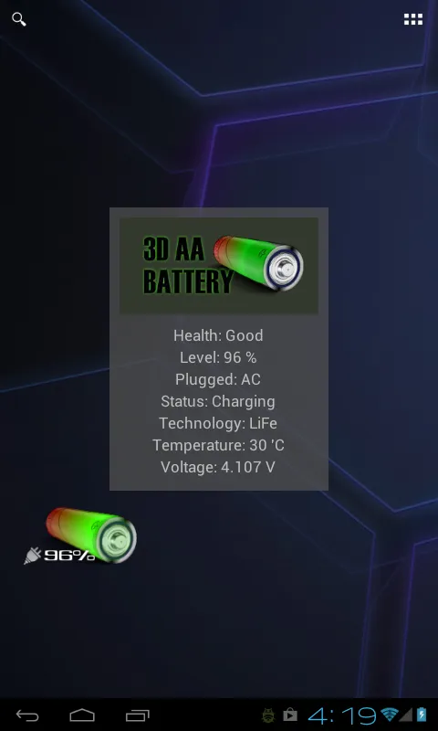 3D AA Battery Widget | Indus Appstore | Screenshot