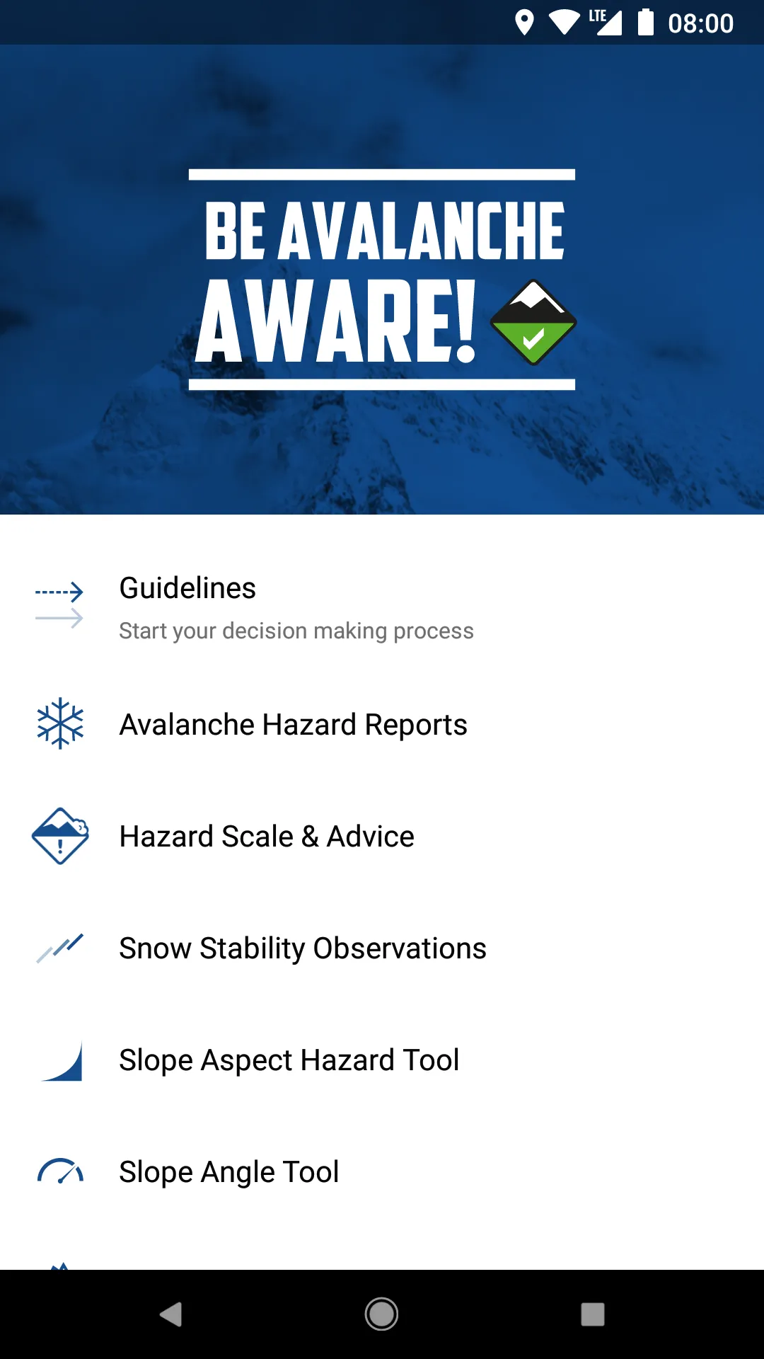 Be Avalanche Aware | Indus Appstore | Screenshot