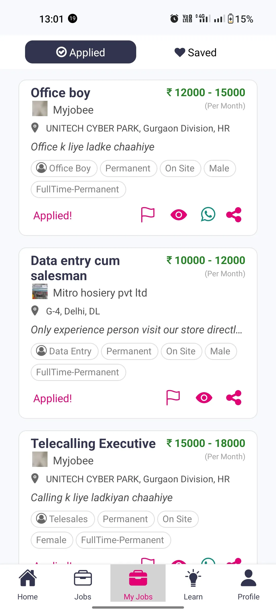 MyJobee Blue/Grey Collar Jobs | Indus Appstore | Screenshot