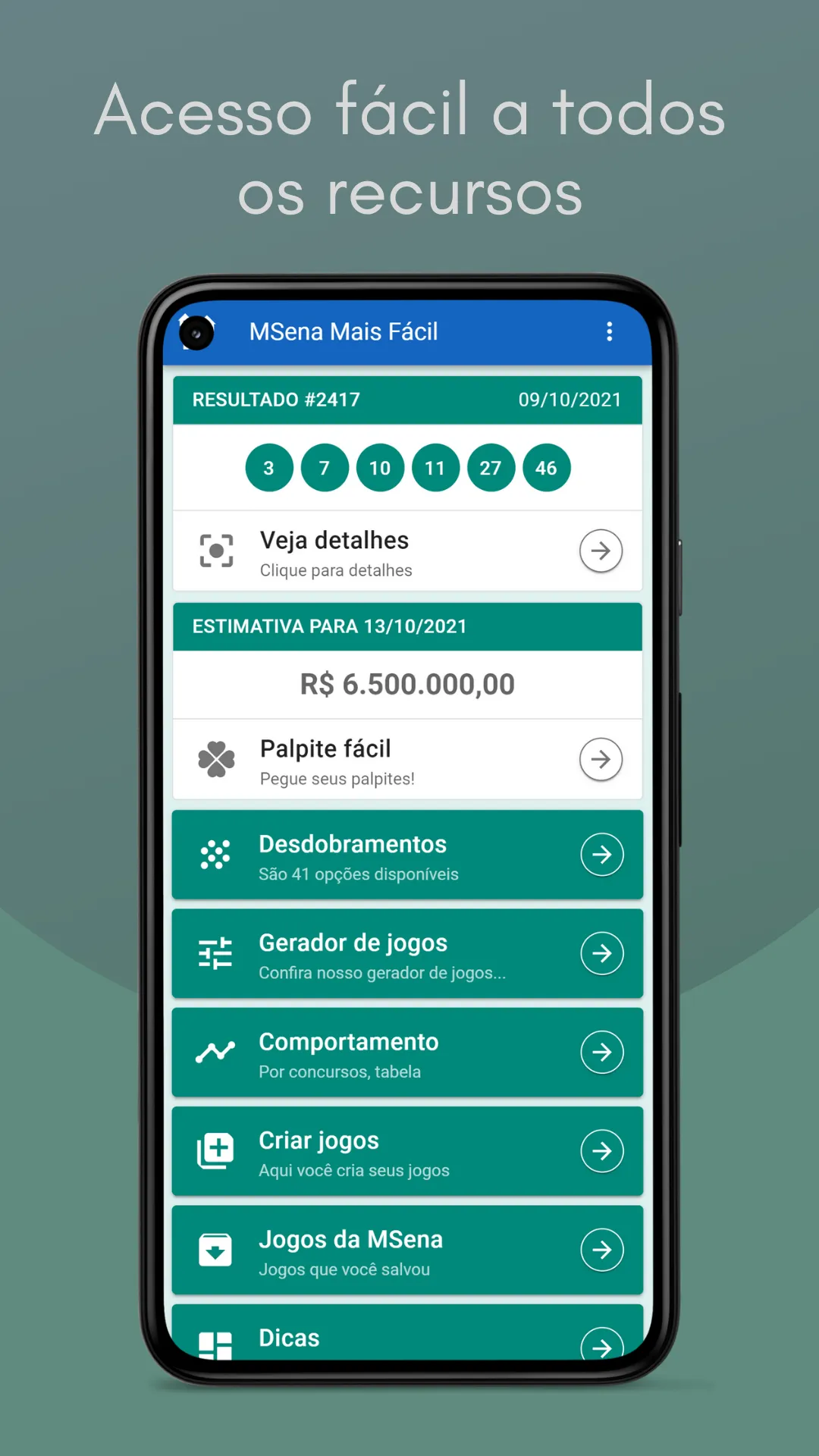 Loterias Mais Fácil | Indus Appstore | Screenshot