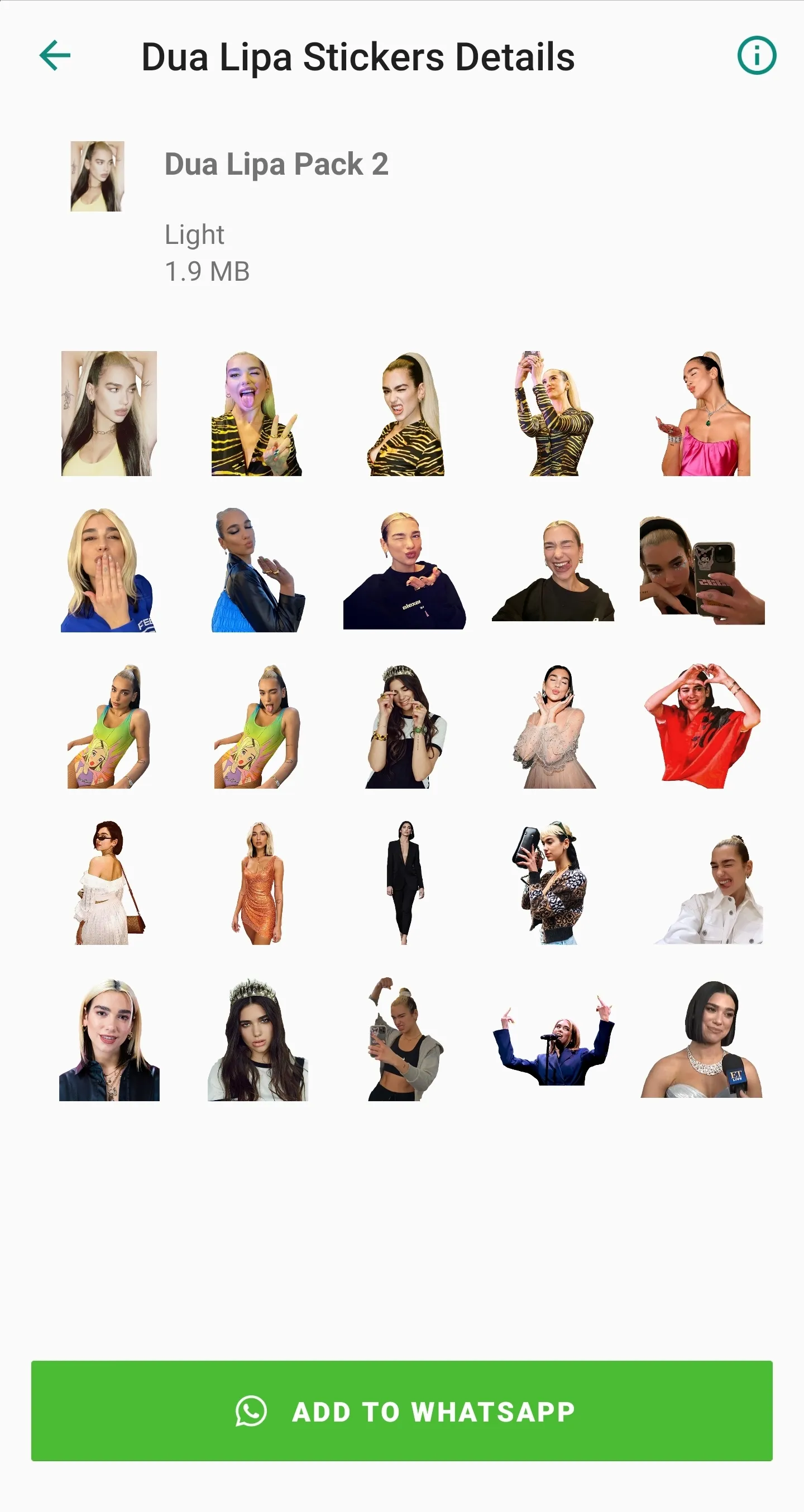 Dua Lipa Stickers App | Indus Appstore | Screenshot