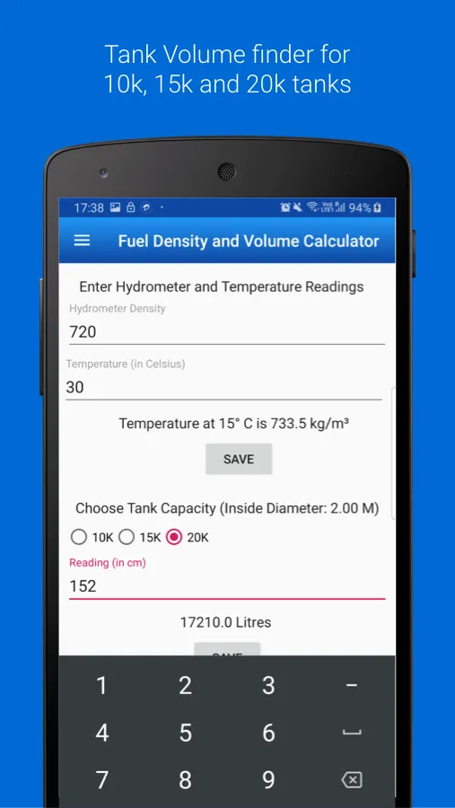 Fuel Density and Volume Calc | Indus Appstore | Screenshot