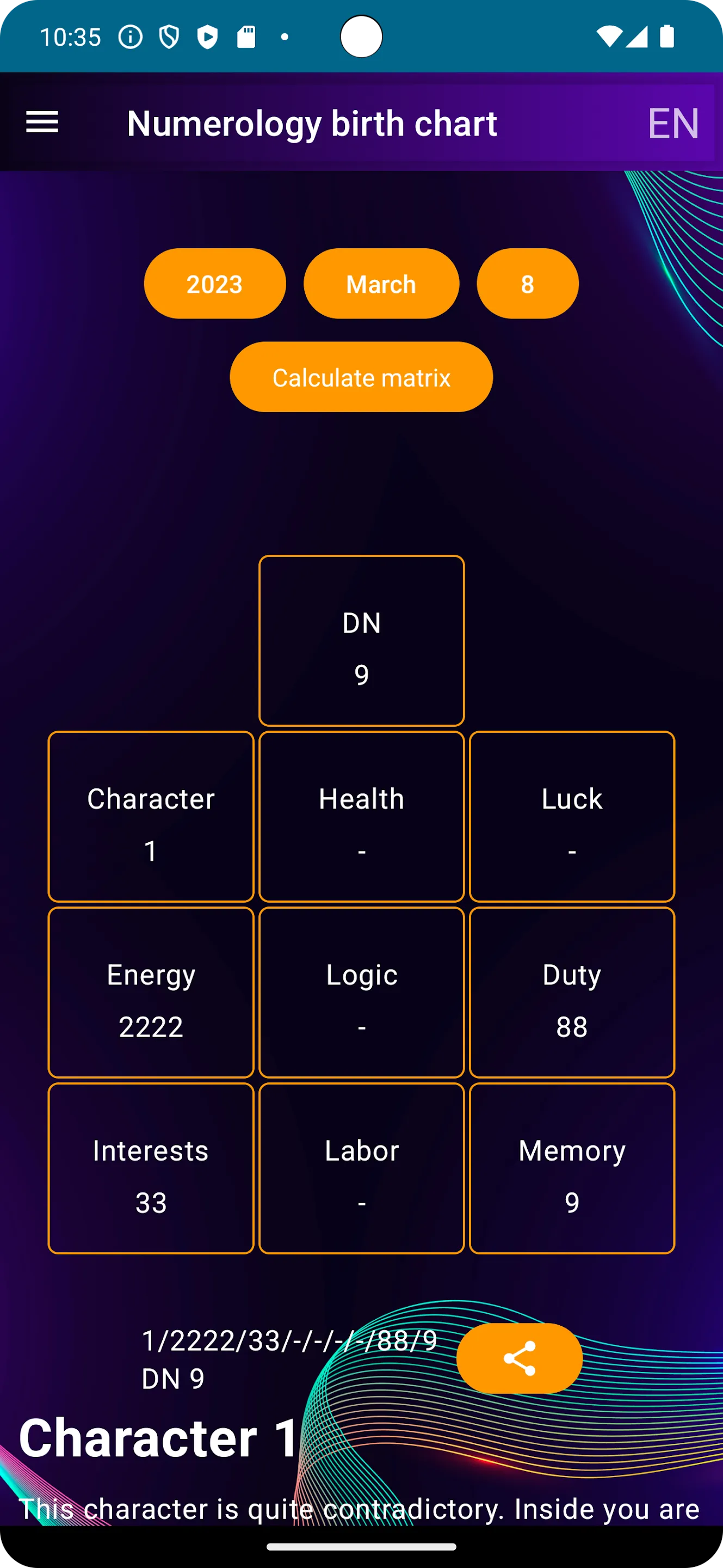 Numerology birth chart | Indus Appstore | Screenshot