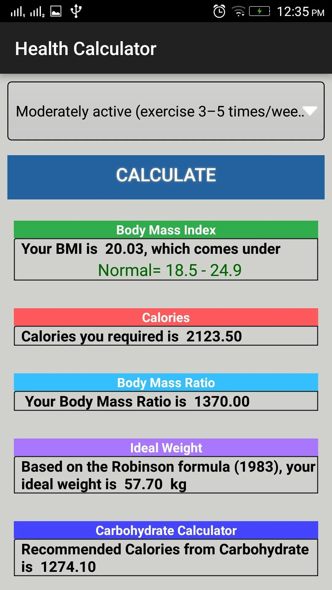 NIN Health Calculator English | Indus Appstore | Screenshot