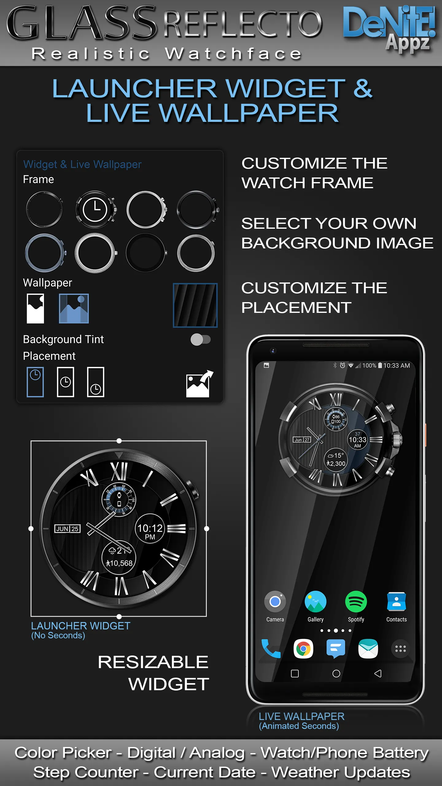 Glass Reflecto HD Watch Face | Indus Appstore | Screenshot