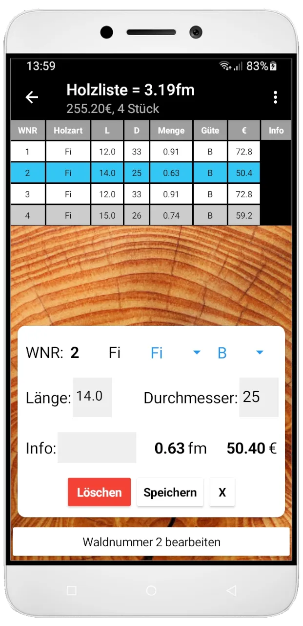 Holzrechner | Indus Appstore | Screenshot