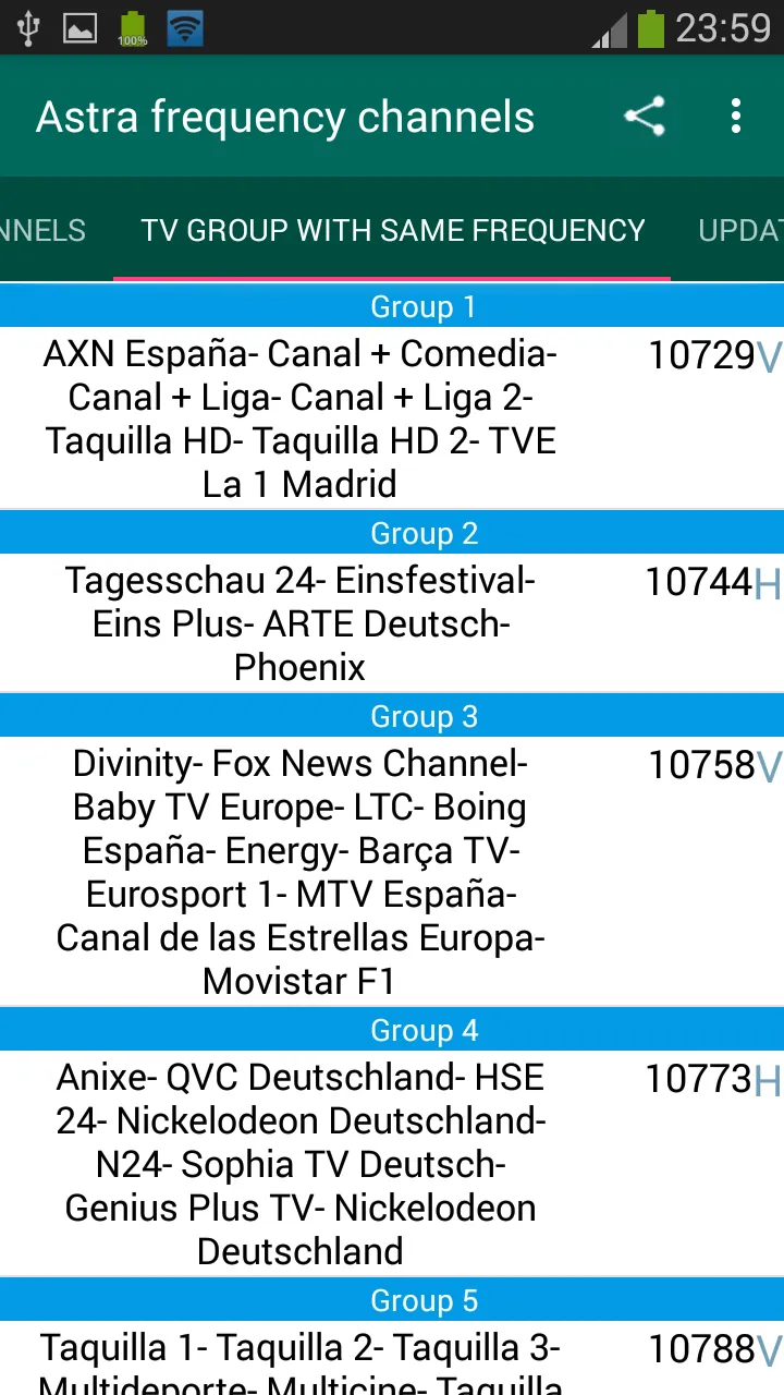 Astra Frequency Channels | Indus Appstore | Screenshot