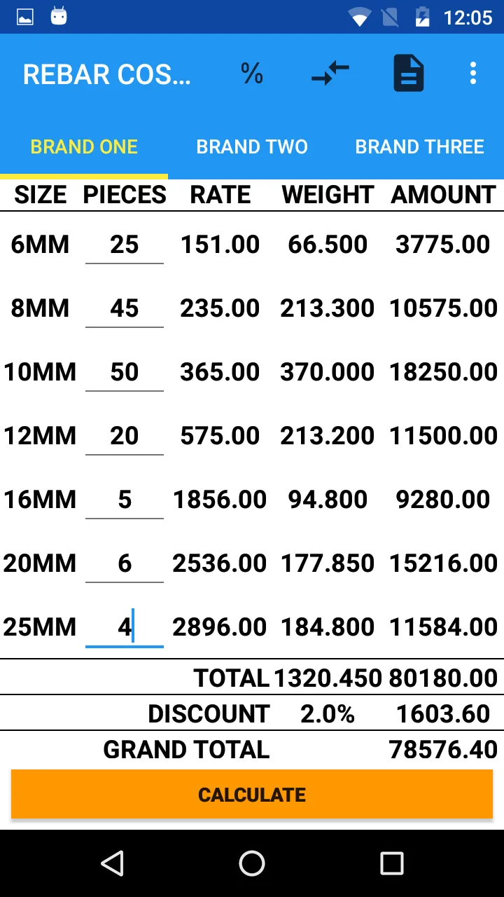 Steel TMT RebarCost Calculator | Indus Appstore | Screenshot