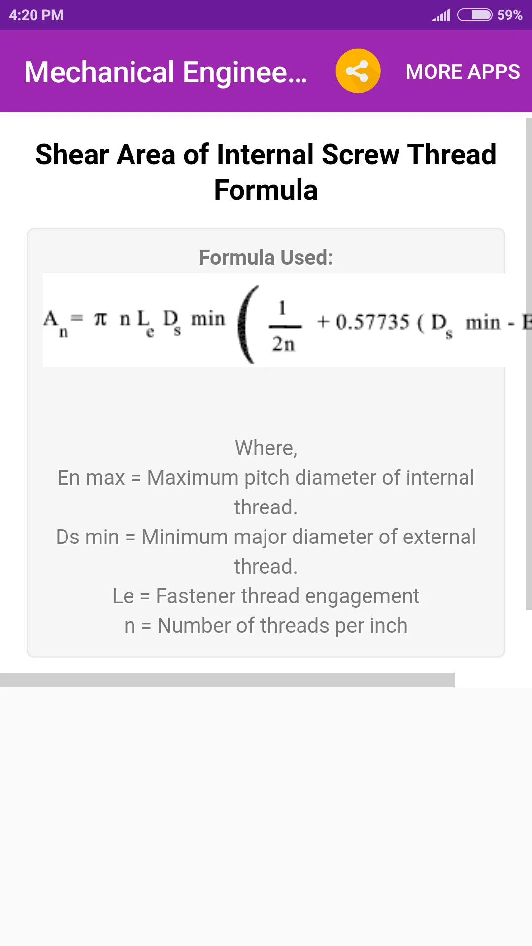 Mechanical Engineering Formula | Indus Appstore | Screenshot