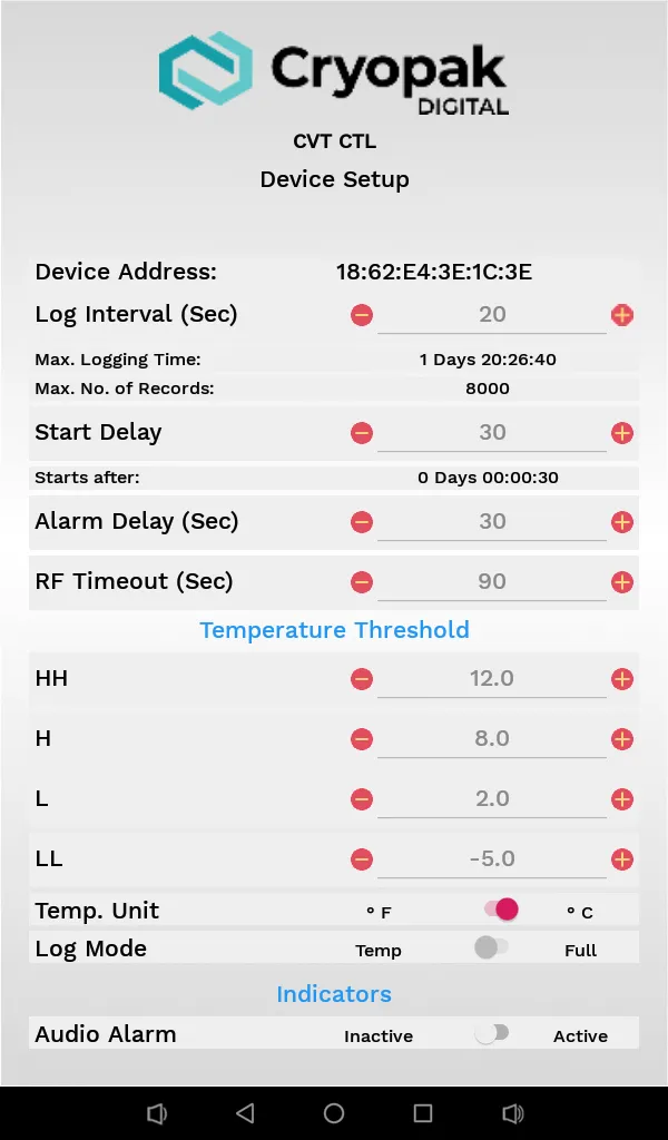 Cryopak Contact-less Logger (C | Indus Appstore | Screenshot